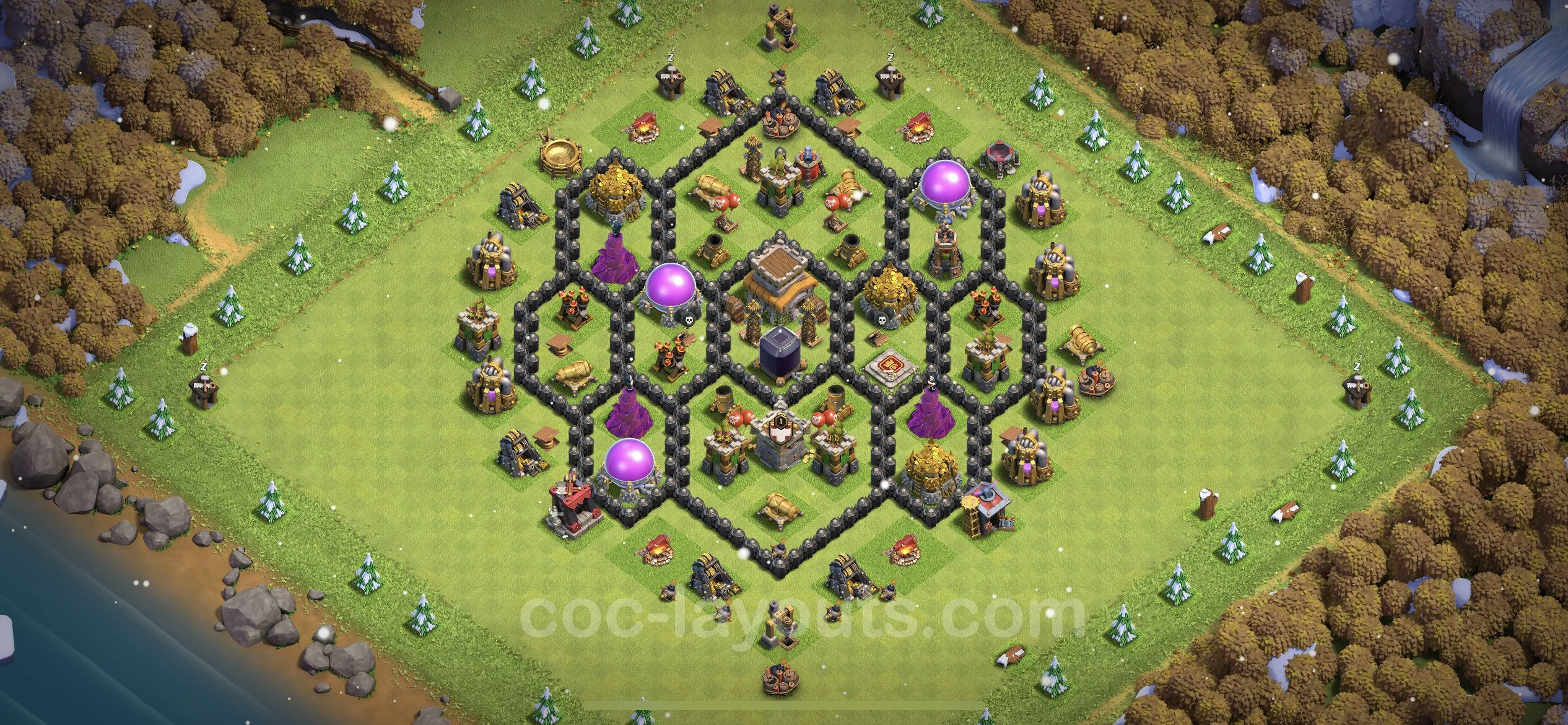 Farming Base TH8 Max Levels with Link, Anti Everything, Hybrid - plan / layout / design - Clash of Clans - (#279) — Farming TH8