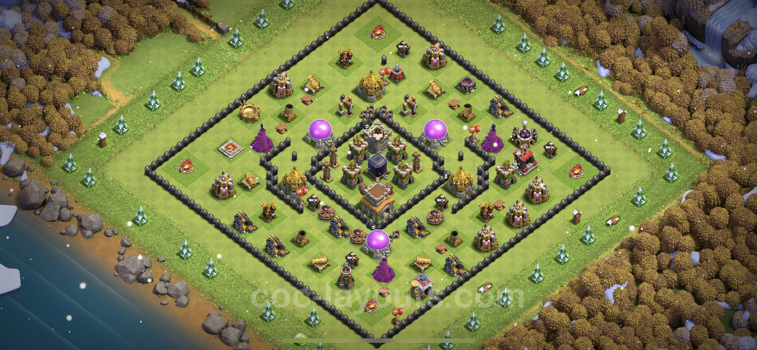 Farming Base TH8 Max Levels with Link, Anti 3 Stars, Hybrid - plan / layout / design - Clash of Clans - (#280) — Farma TH8