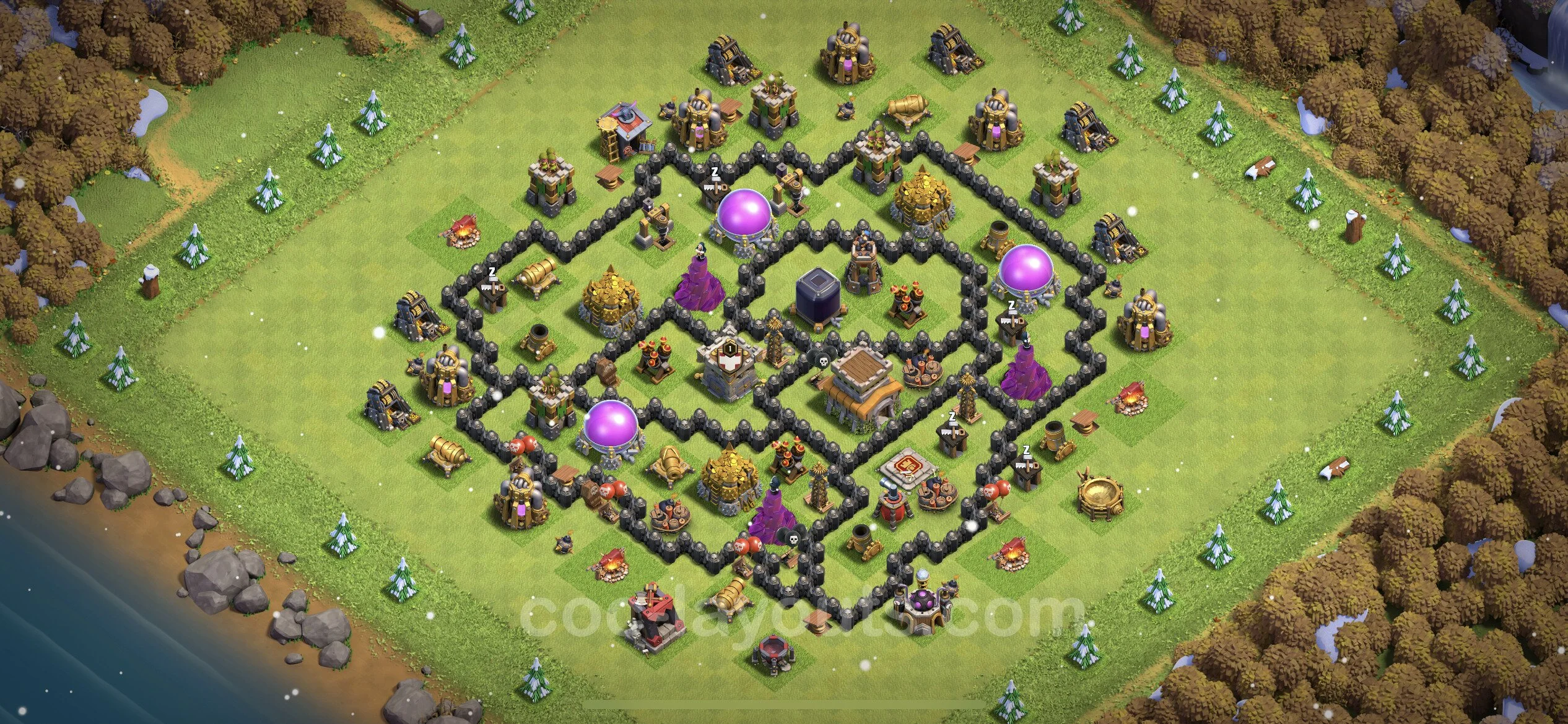 Farming Base TH8 with Link, Anti Everything, Hybrid - plan / layout / design - Clash of Clans - (#281) — Фарм TH8