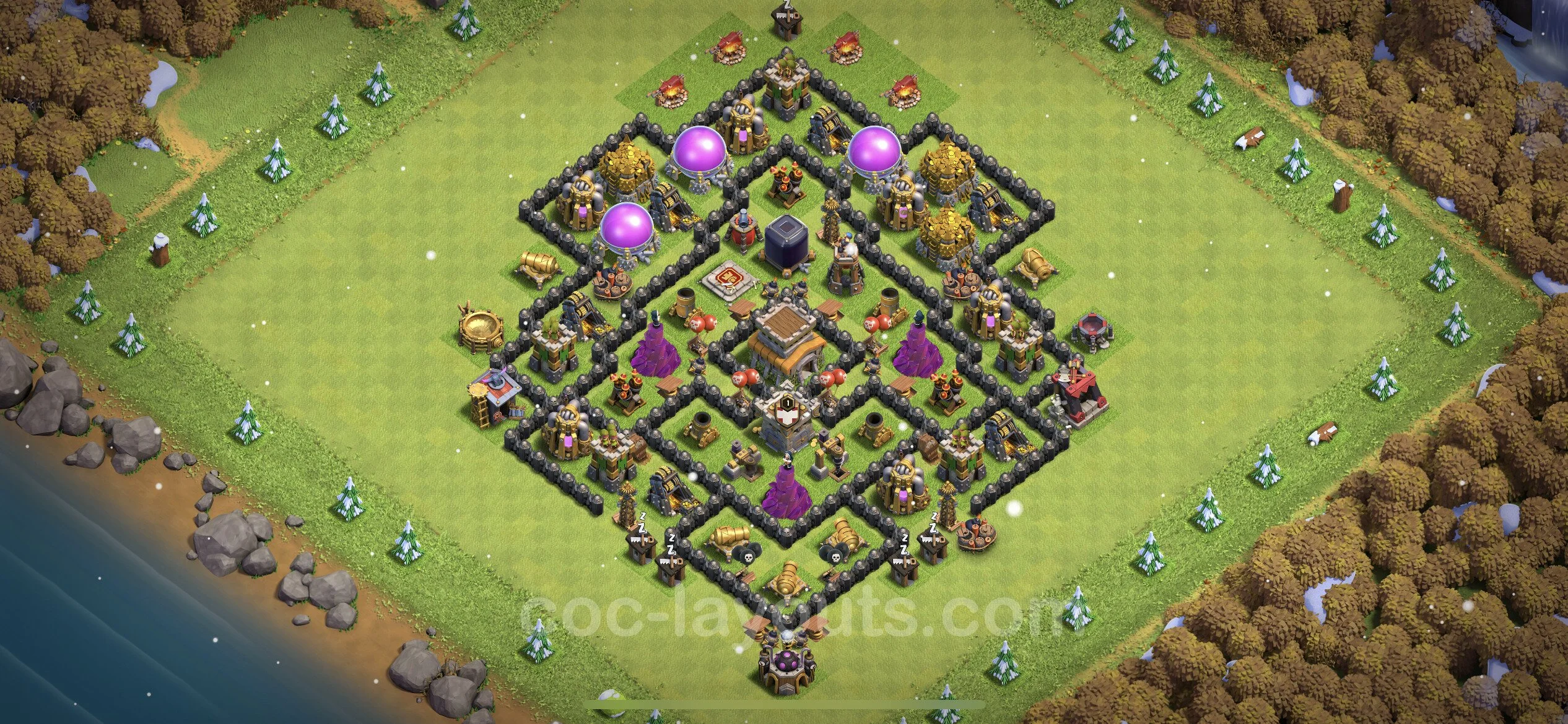 Farming Base TH8 with Link, Anti Everything, Hybrid - plan / layout / design - Clash of Clans - (#282) — Farm TH8