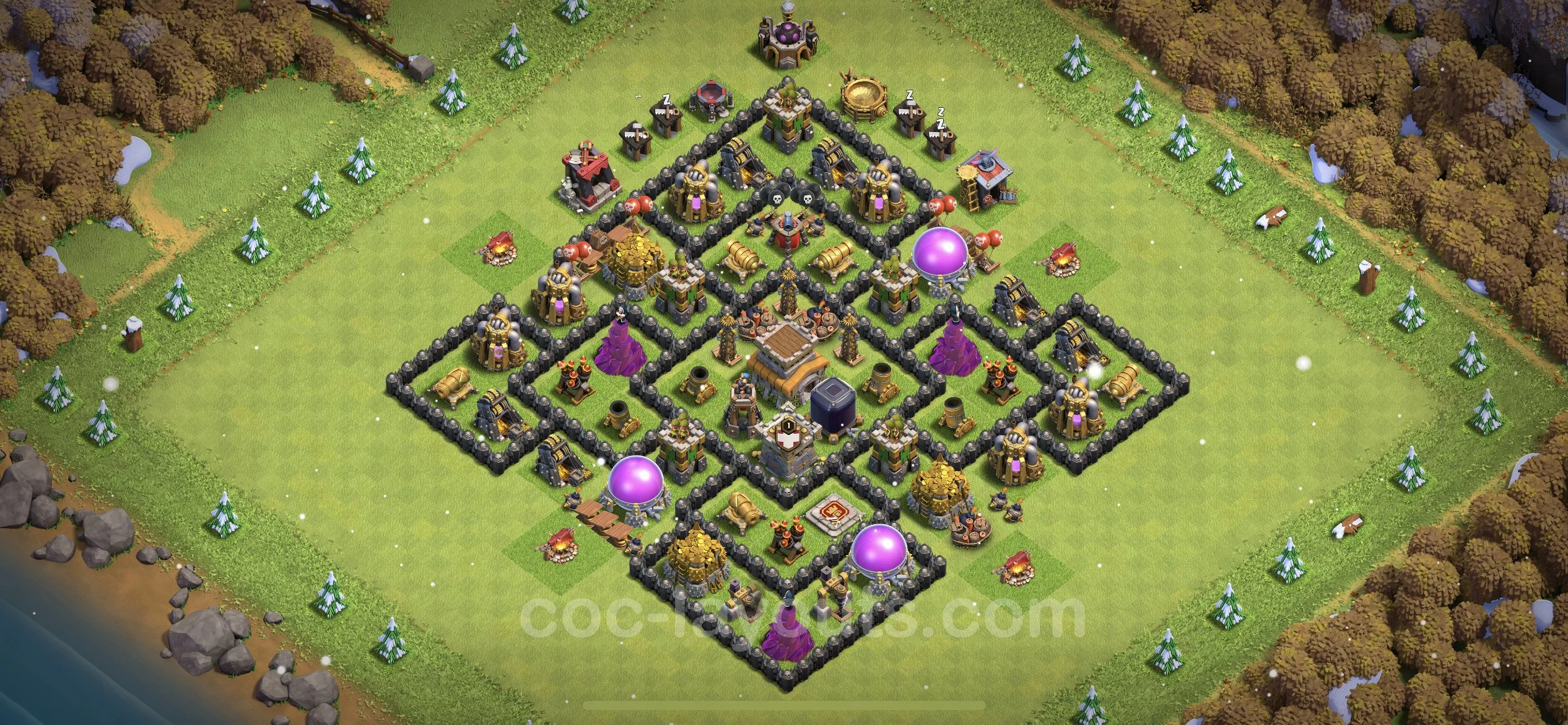 Farming Base TH8 with Link, Anti Air / Dragon, Hybrid - plan / layout / design - Clash of Clans - (#283) — Фарм TH8