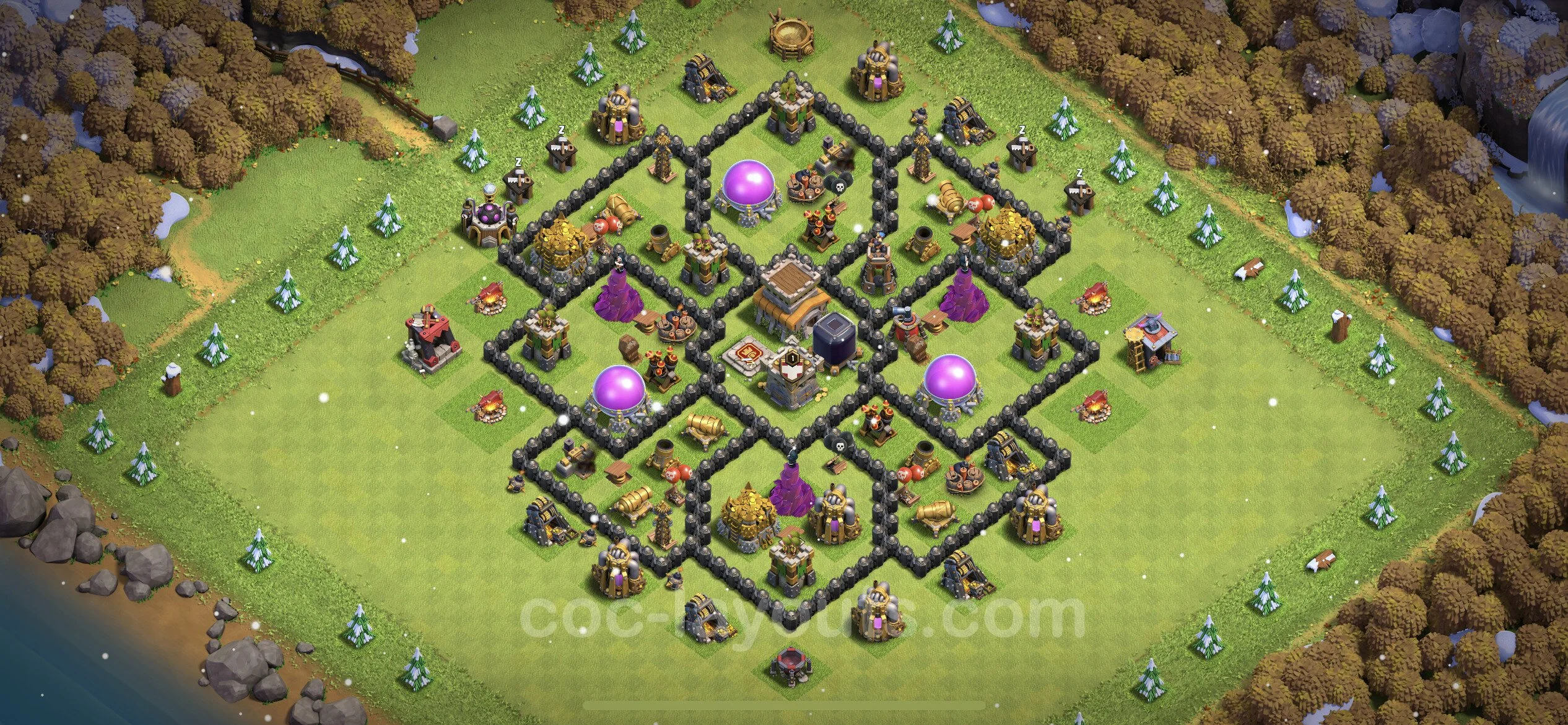 Farming Base TH8 with Link, Anti 3 Stars, Hybrid - plan / layout / design - Clash of Clans - (#285) — Farm TH8