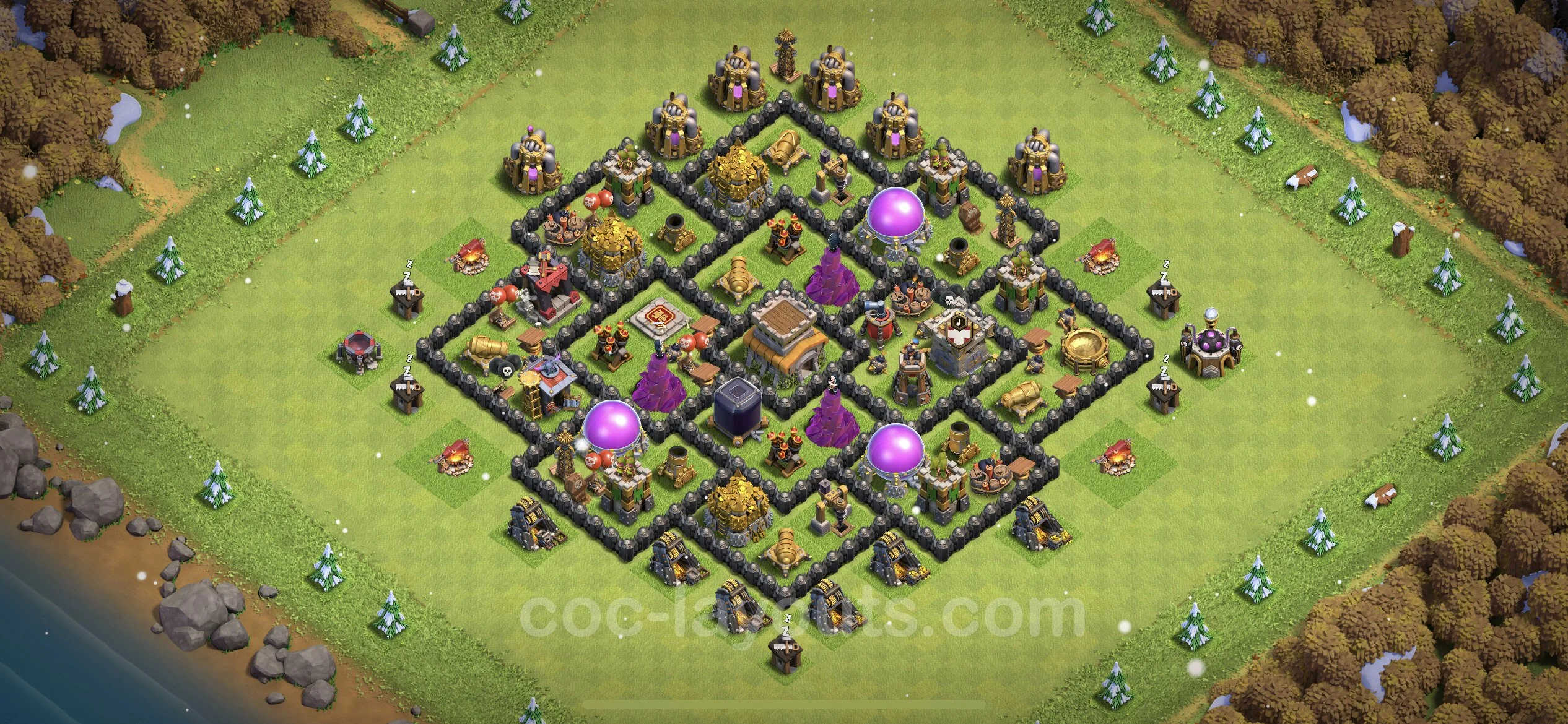 Farming Base TH8 with Link, Anti Everything, Anti Air / Dragon - plan / layout / design - Clash of Clans - (#287) — Farming TH8