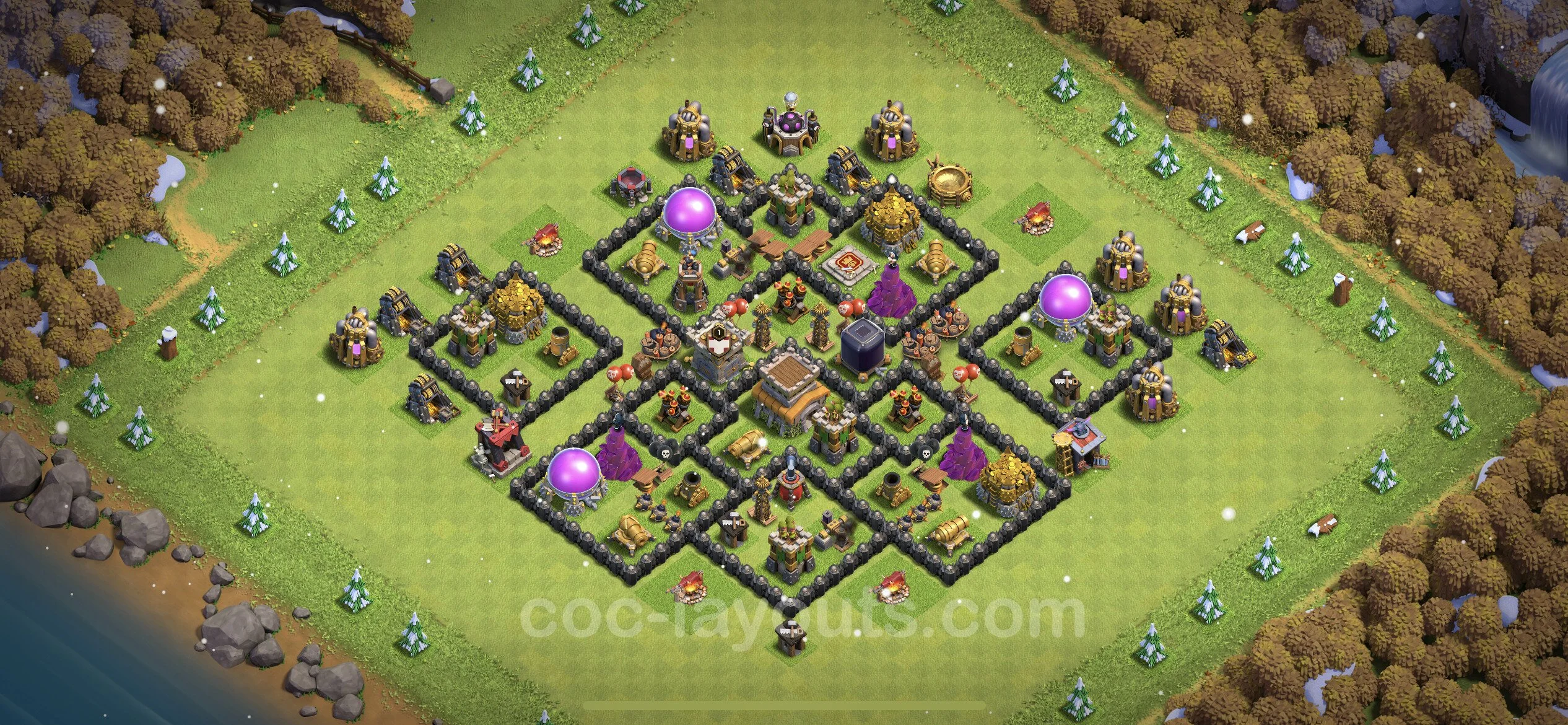Farming Base TH8 with Link, Anti Air / Dragon, Hybrid - plan / layout / design - Clash of Clans - (#292) — Фарм TH8