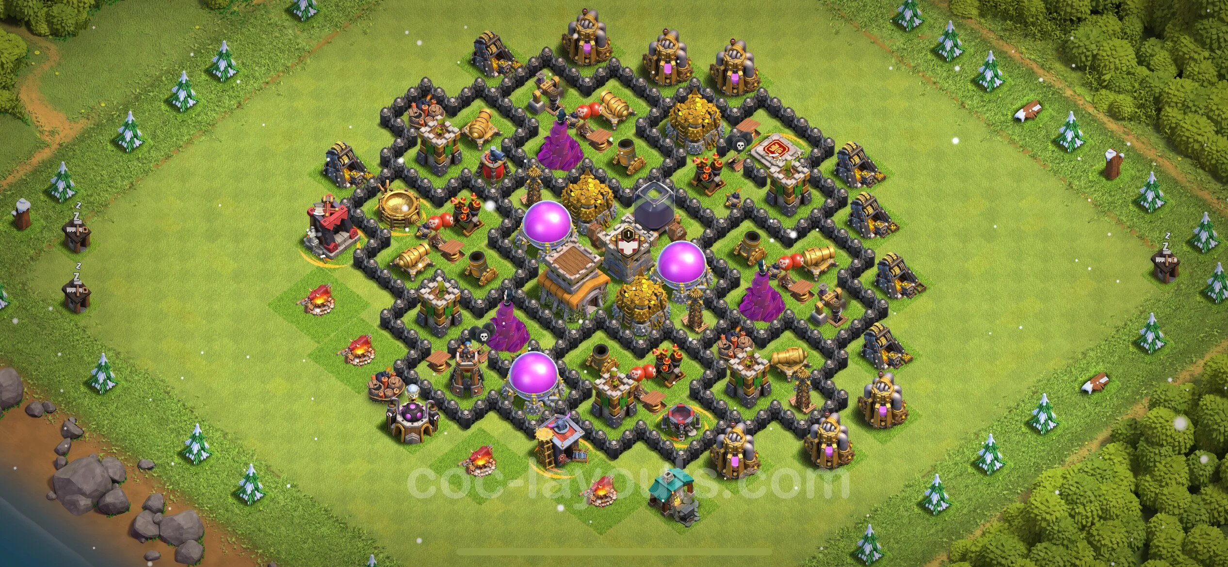 Farming Base TH8 with Link, Hybrid - plan / layout / design - Clash of Clans - (#296) — Фарм TH8