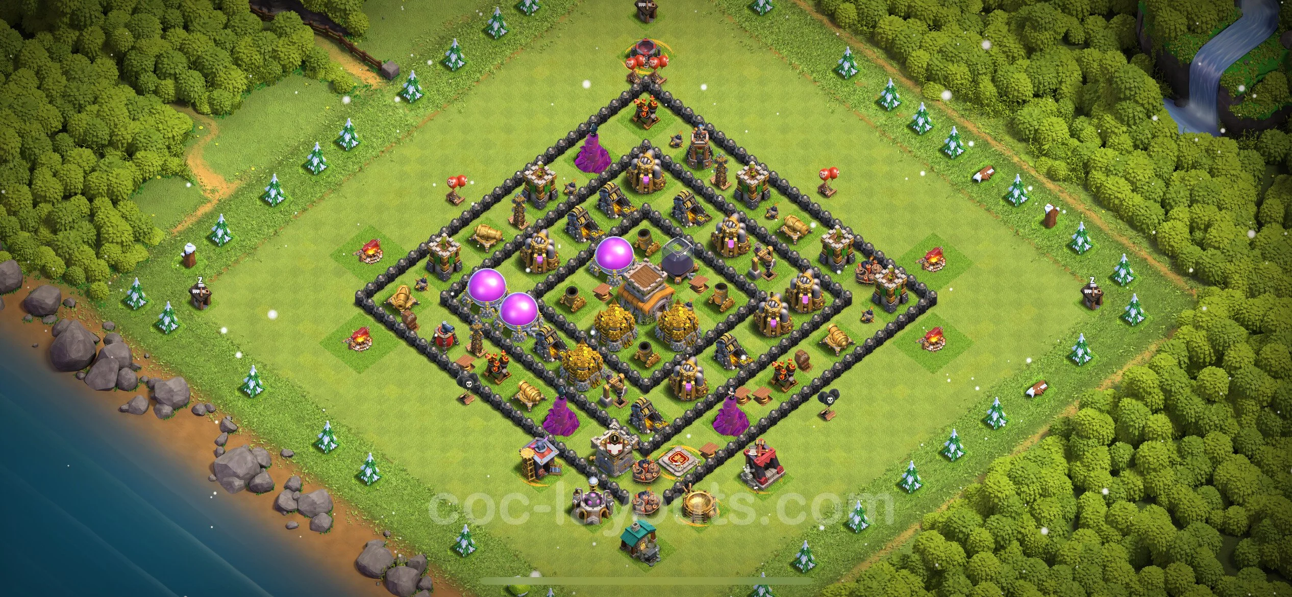 Farming Base TH8 with Link, Anti 3 Stars - plan / layout / design - Clash of Clans - (#297) — Farming TH8
