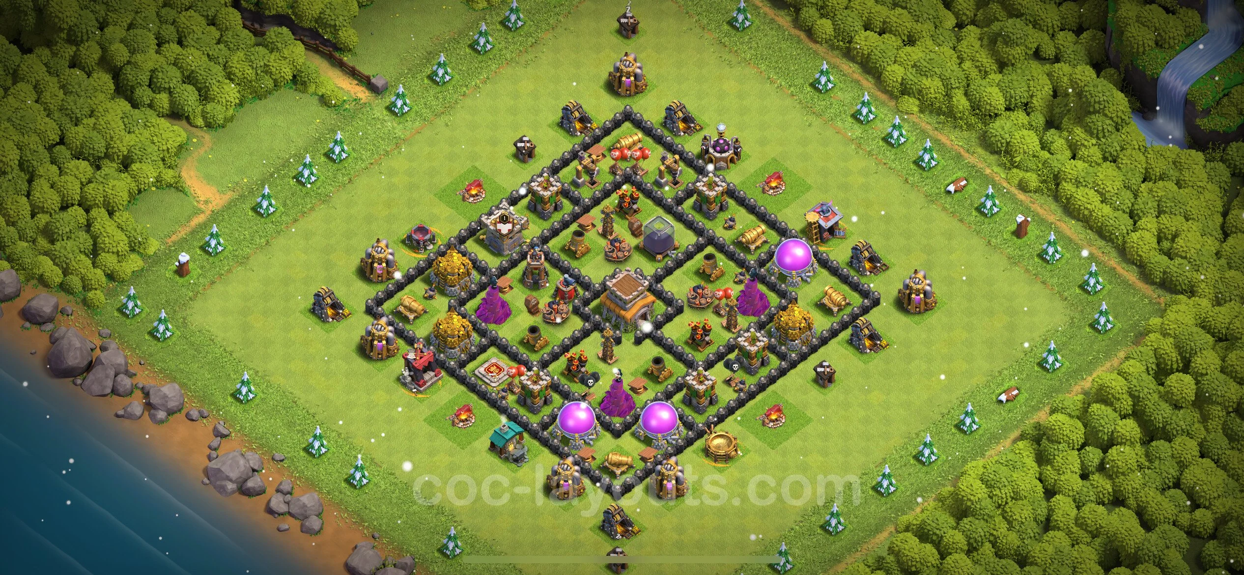 Farming Base TH8 with Link, Anti 3 Stars, Hybrid - plan / layout / design - Clash of Clans - (#299) — Фарм TH8