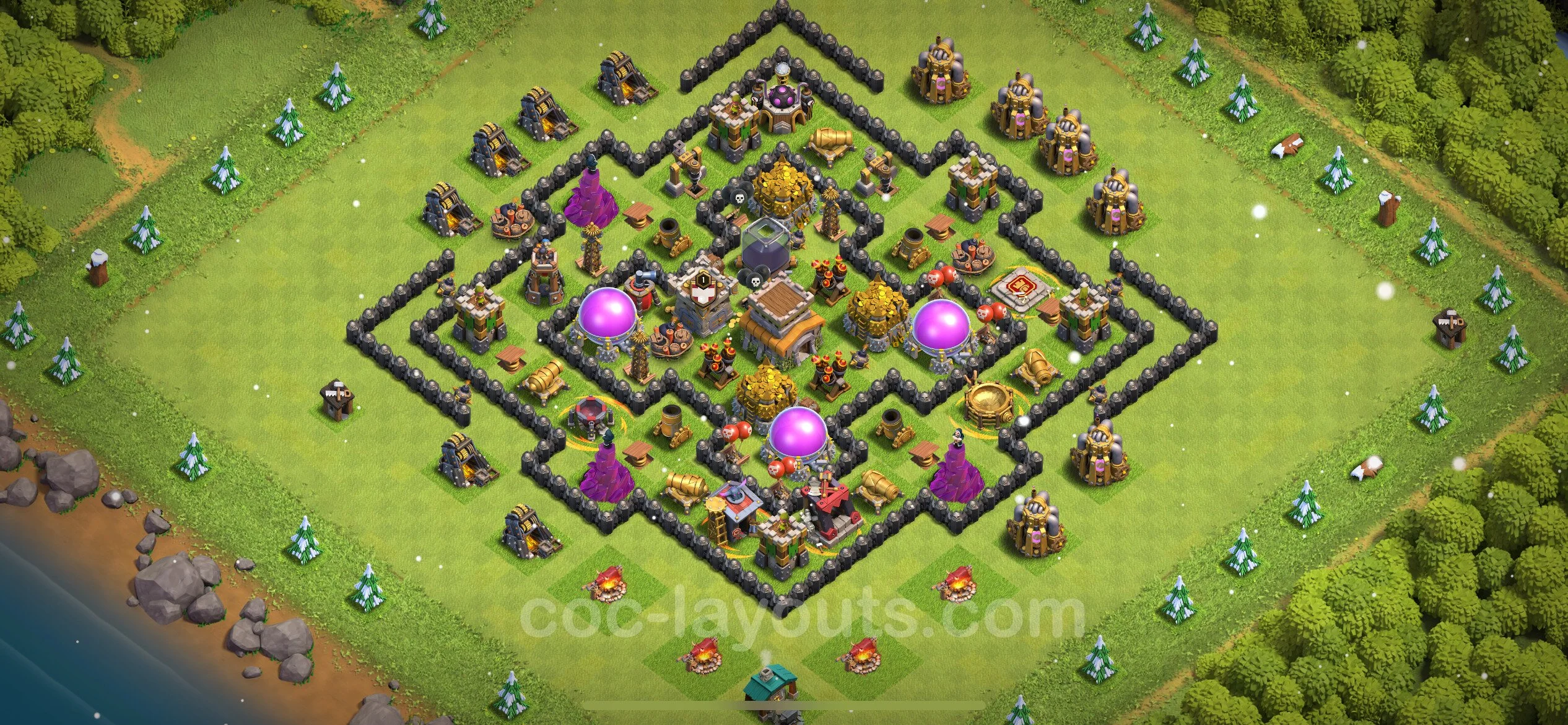 Farming Base TH8 Max Levels with Link, Anti 3 Stars - plan / layout / design - Clash of Clans - (#300) — Farm TH8