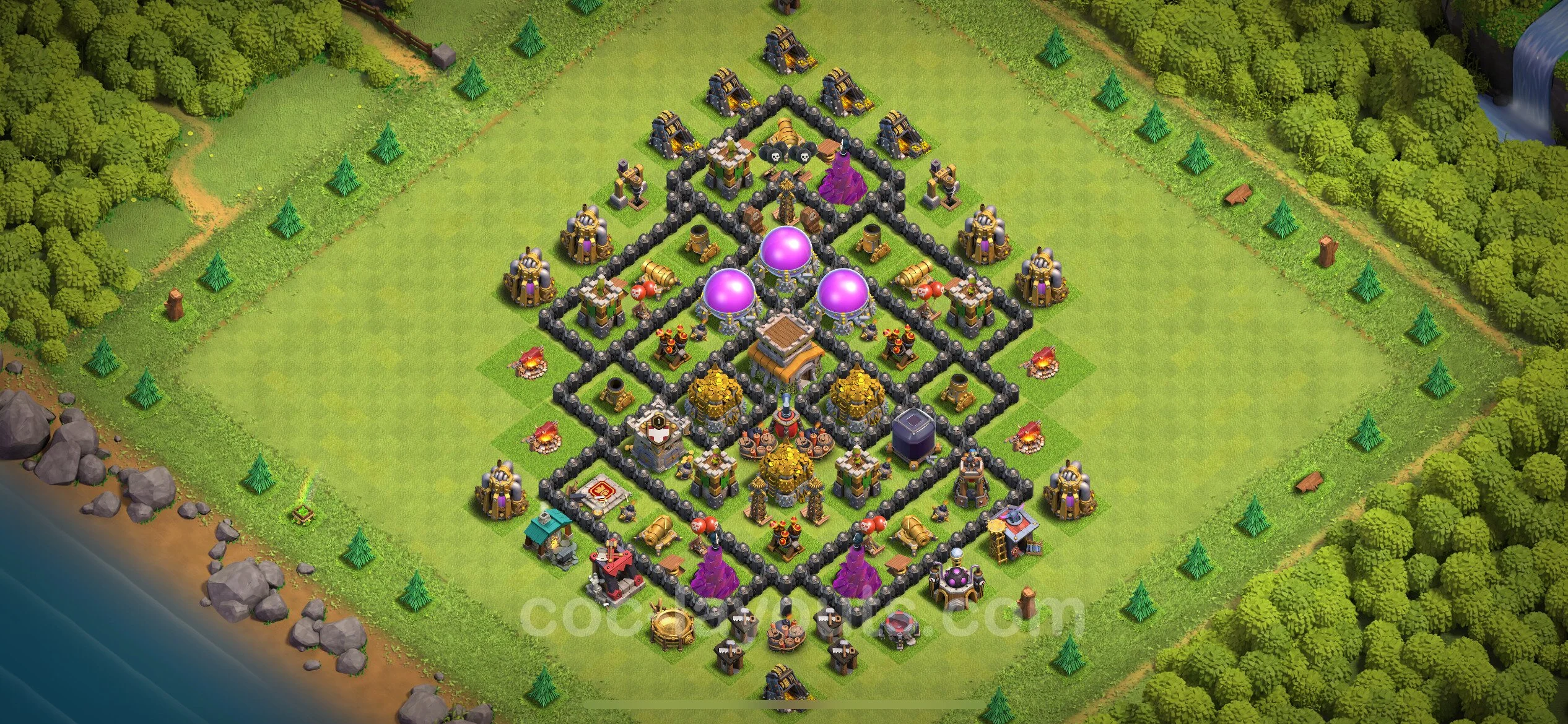 Farming Base TH8 with Link, Anti 2 Stars, Hybrid - plan / layout / design - Clash of Clans - (#301) — Farm TH8