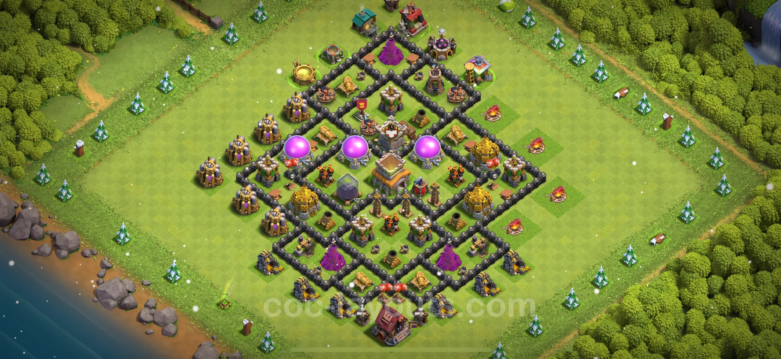 Farming Base TH8 with Link, Anti 2 Stars - plan / layout / design - Clash of Clans - (#306) — Farma TH8