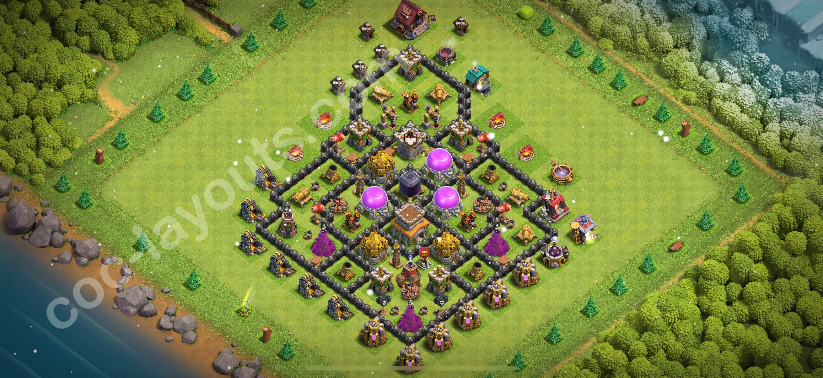 Farming Base TH8 Max Levels with Link, Anti Everything - plan / layout / design - Clash of Clans 2026 - (#308) — Farming TH8