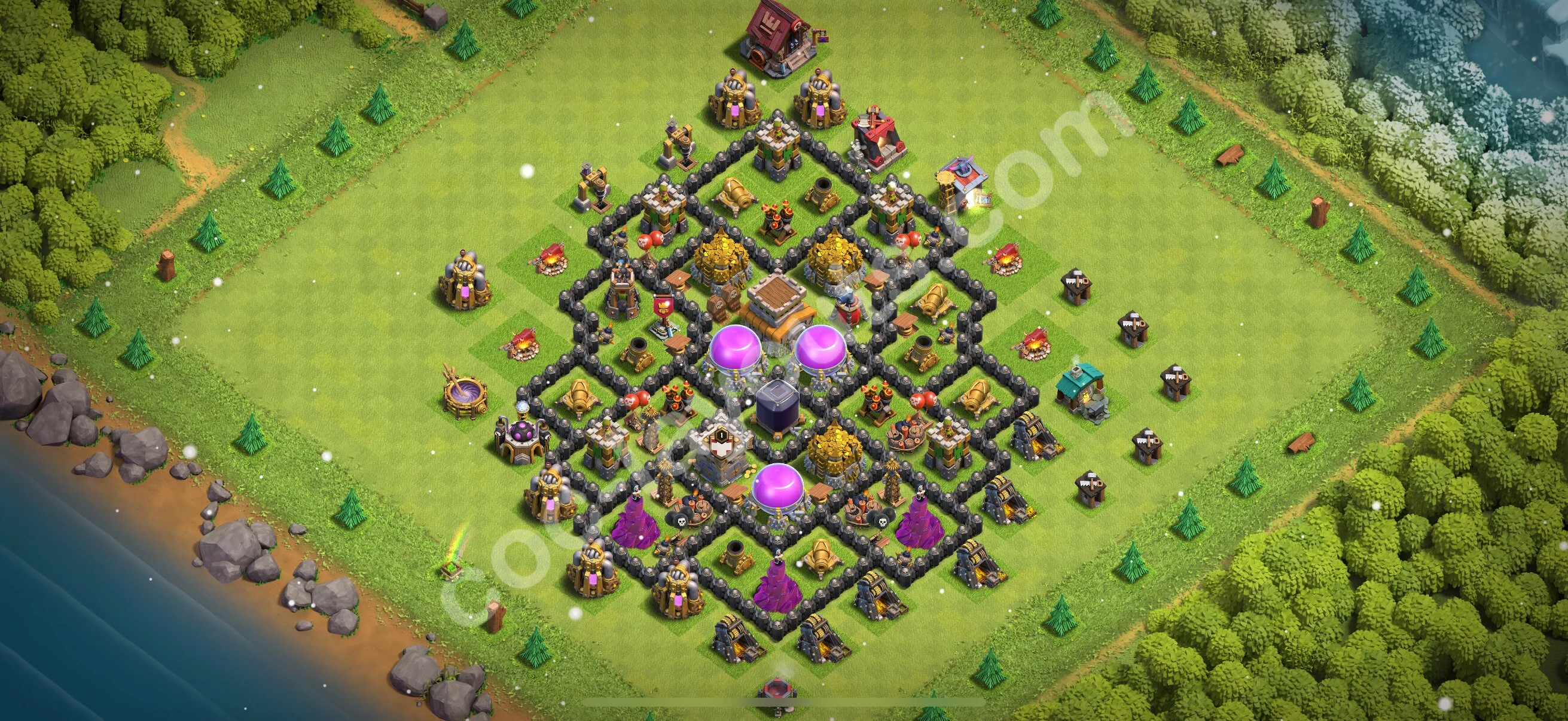 Farming Base TH8 with Link, Anti Air / Dragon, Hybrid - plan / layout / design - Clash of Clans 2026 - (#309) — Фарм TH8