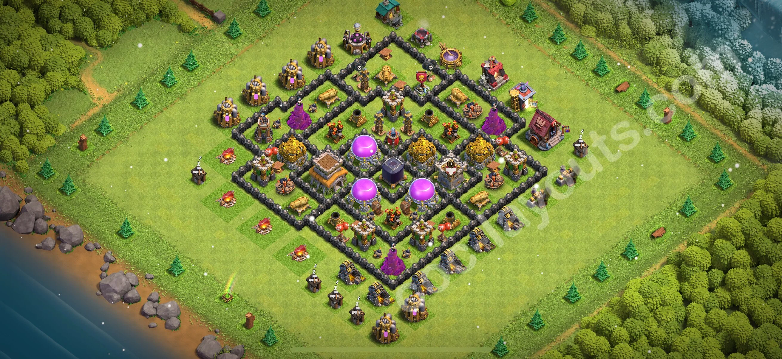 Farming Base TH8 with Link - plan / layout / design - Clash of Clans 2026 - (#311) — Farm TH8