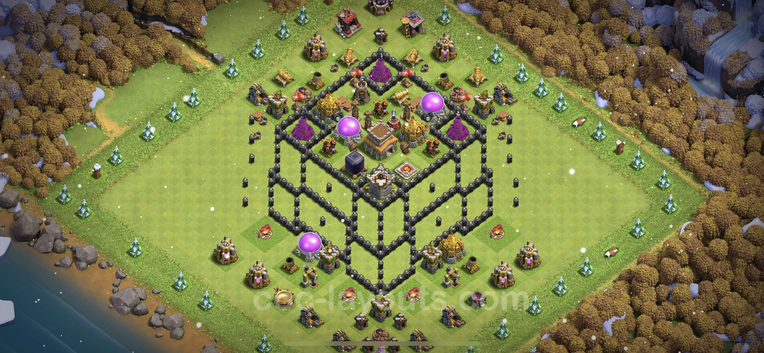 Top Troll Funny Base TH8 with Link - Funny Art Plan - Clash of Clans - (#1)