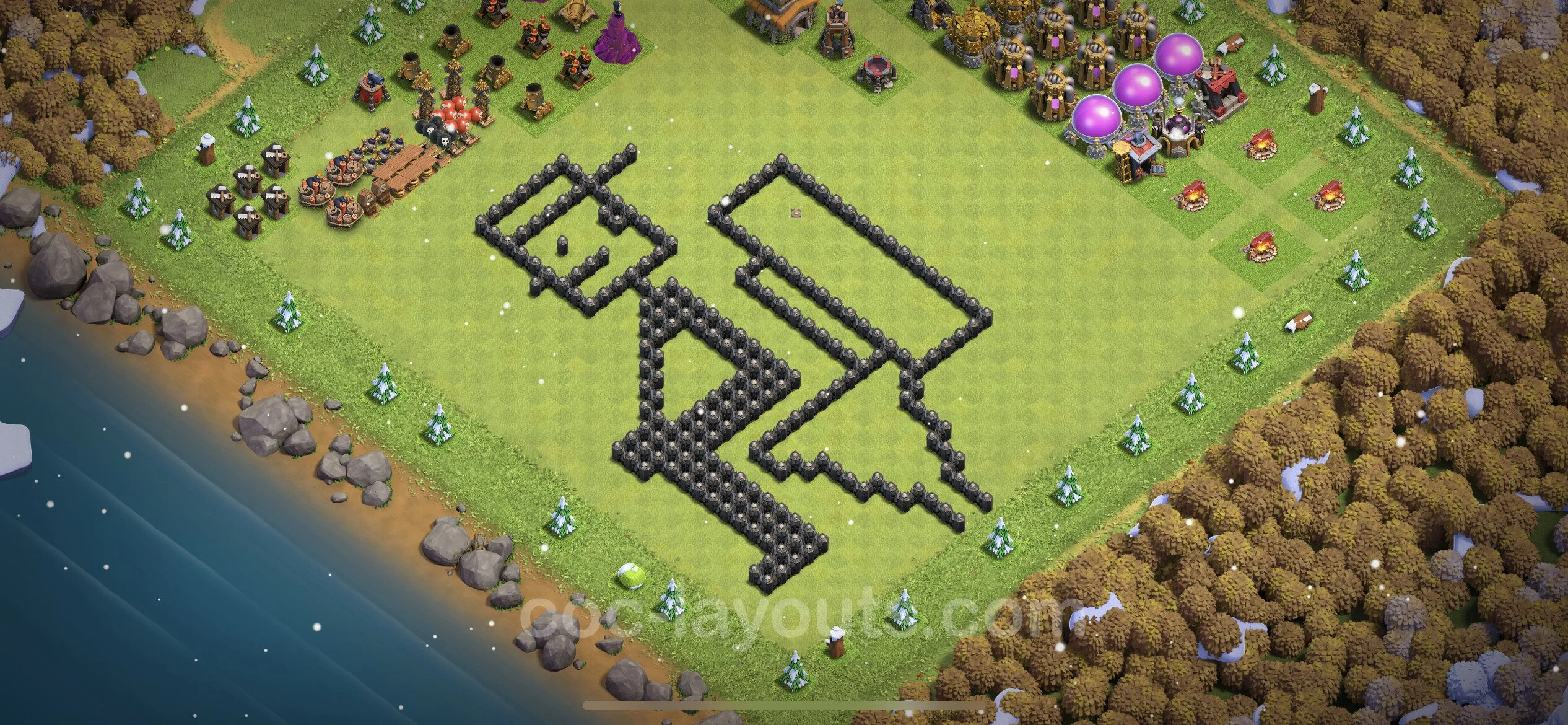 Top Troll Funny Base TH8 with Link - Funny Art Plan - Clash of Clans - (#12) — Plezier TH8