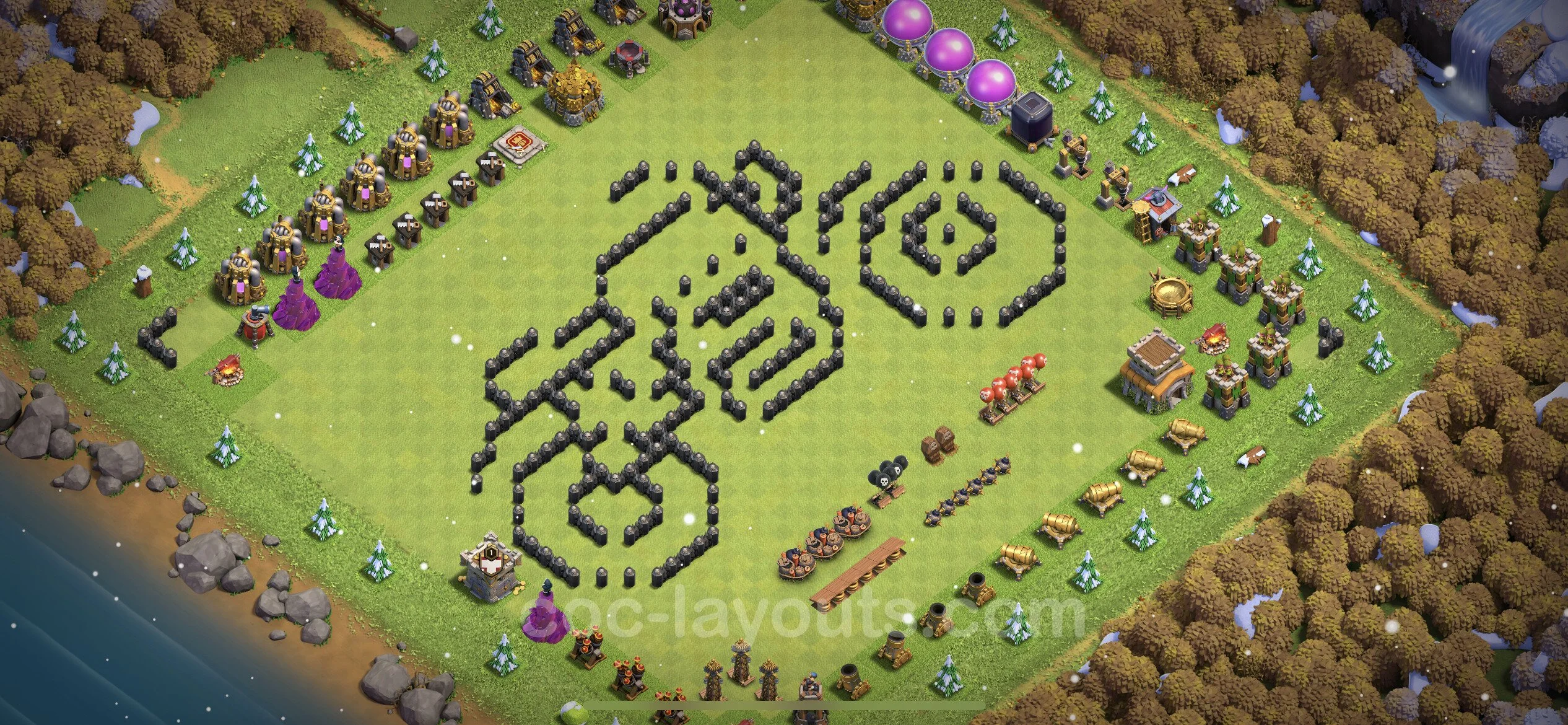 Top Troll Funny Base TH8 with Link - Funny Art Plan - Clash of Clans - (#14) — Fun TH8
