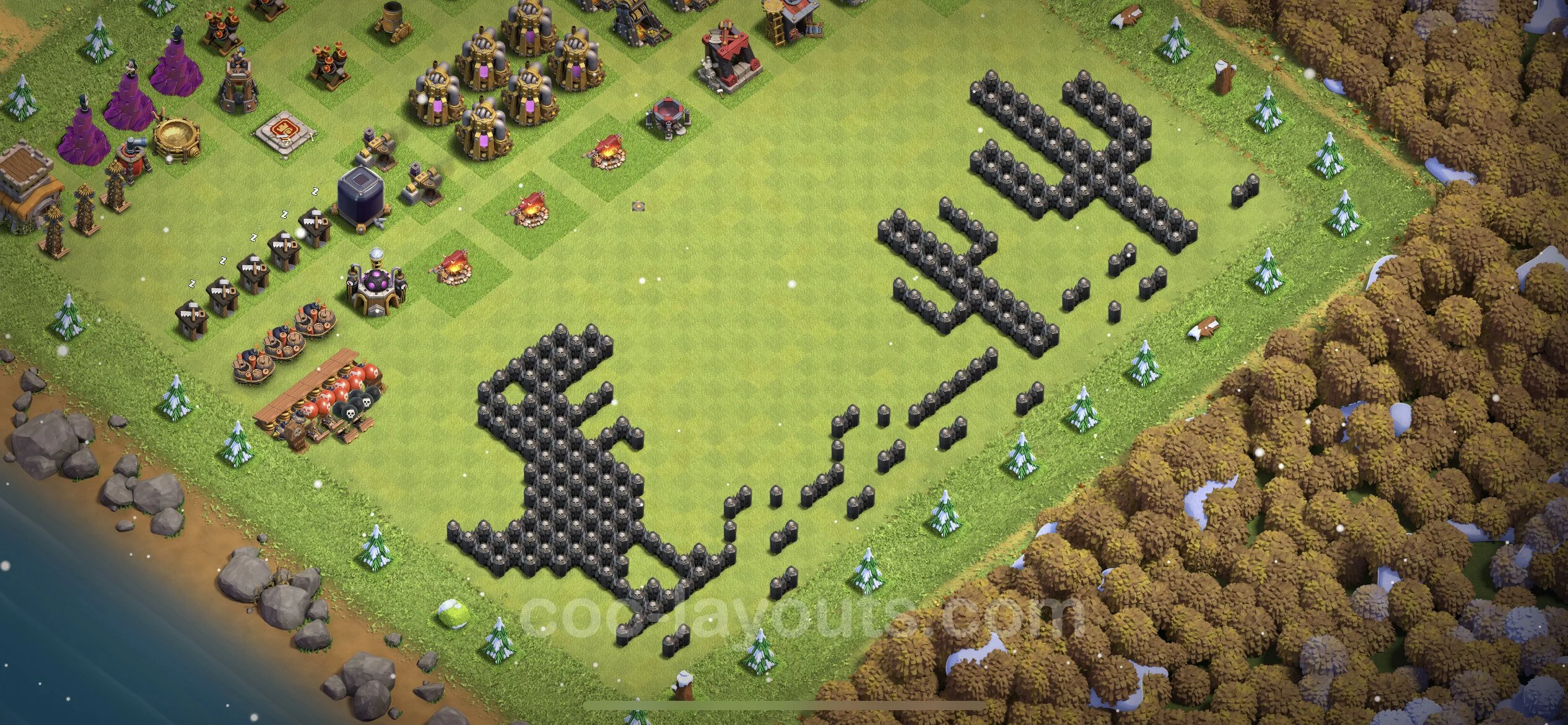 Top Troll Funny Base TH8 with Link - Funny Art Plan - Clash of Clans - (#16) — Fun TH8