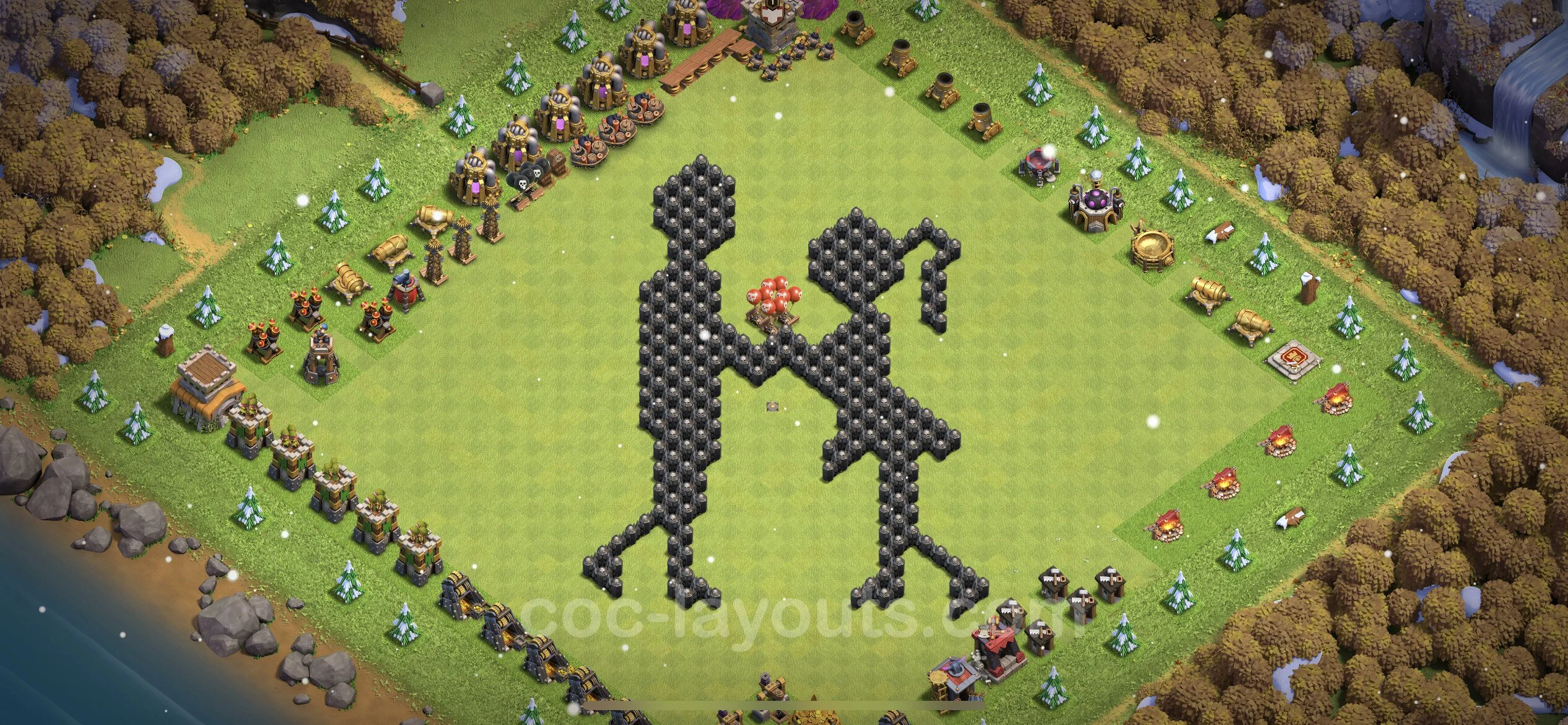 Top Troll Funny Base TH8 with Link - Funny Art Plan - Clash of Clans - (#17) — Fun TH8