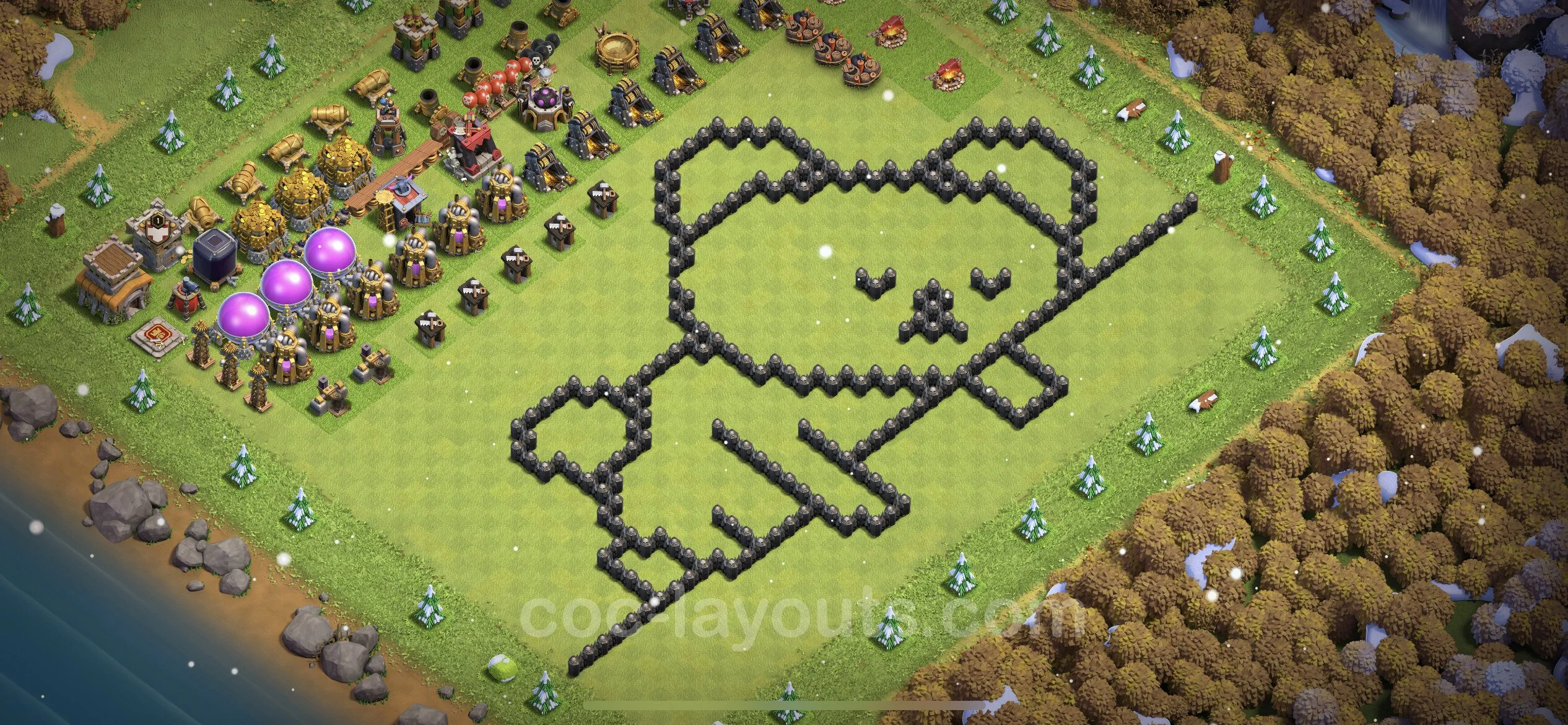 Top Troll Funny Base TH8 with Link - Funny Art Plan - Clash of Clans - (#20) — Plezier TH8