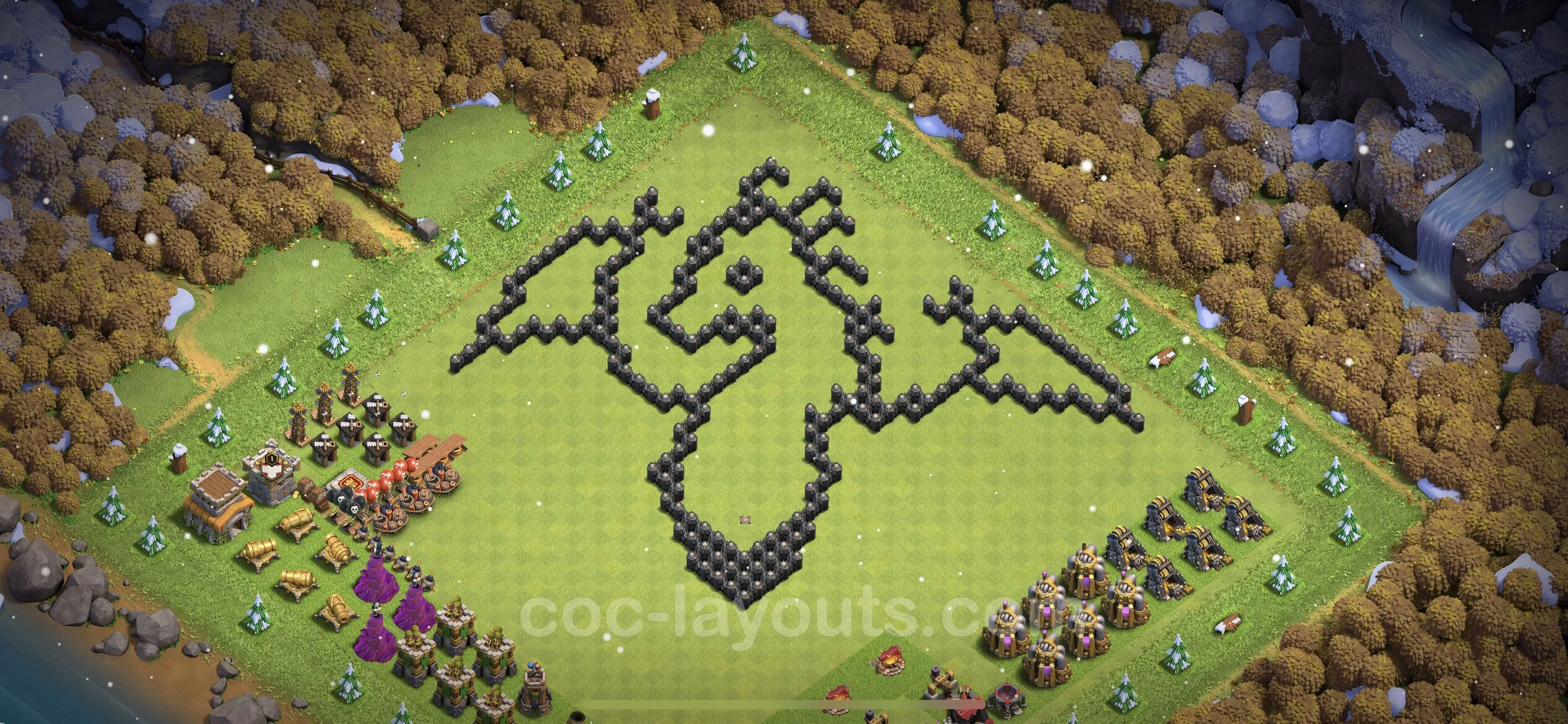 Top Troll Funny Base TH8 with Link - Funny Art Plan - Clash of Clans - (#21) — Fun TH8