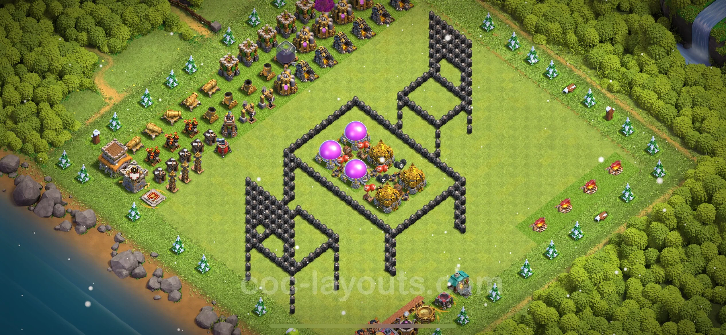 Top Troll Funny Base TH8 with Link - Funny Art Plan - Clash of Clans - (#24) — Fun TH8