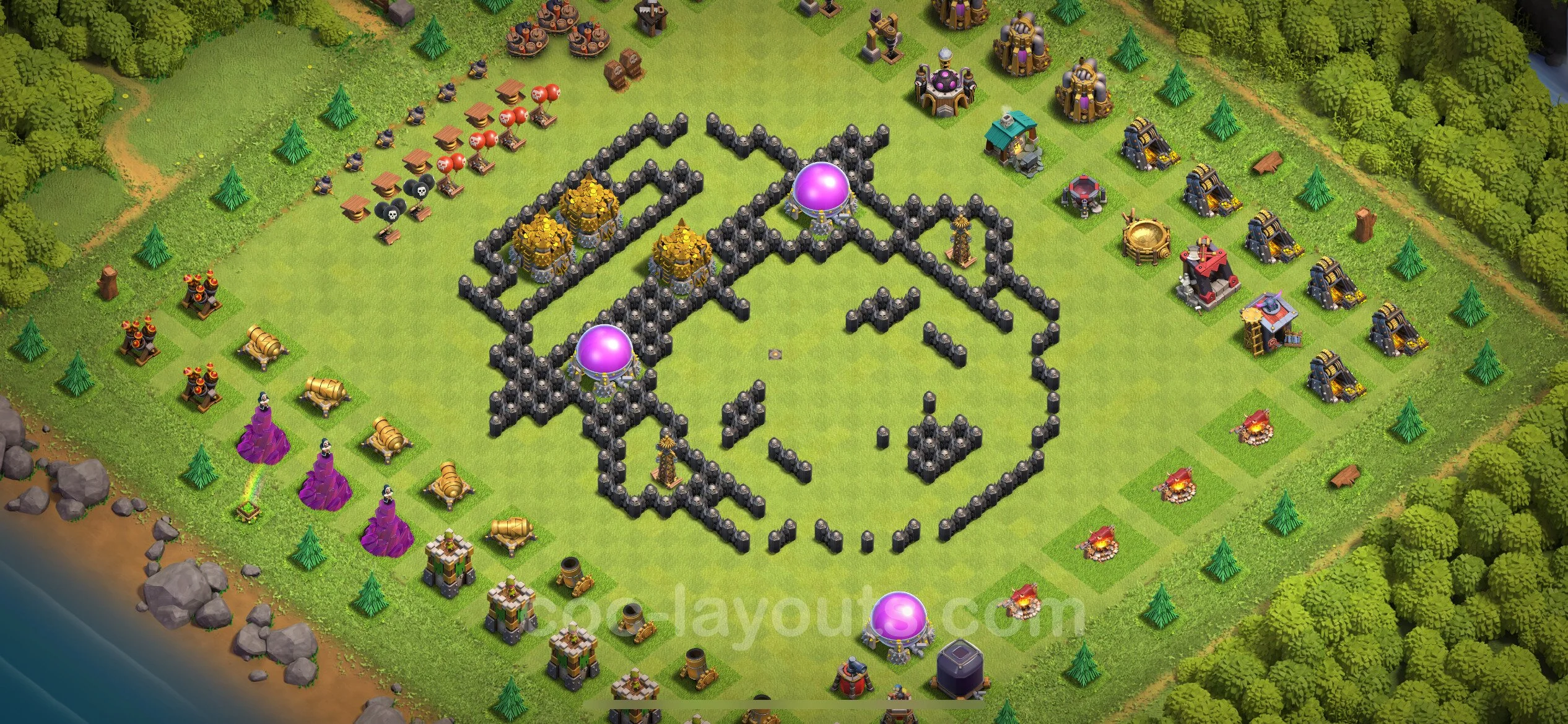Top Troll Funny Base TH8 with Link - Funny Art Plan - Clash of Clans - (#26) — Развлечения TH8