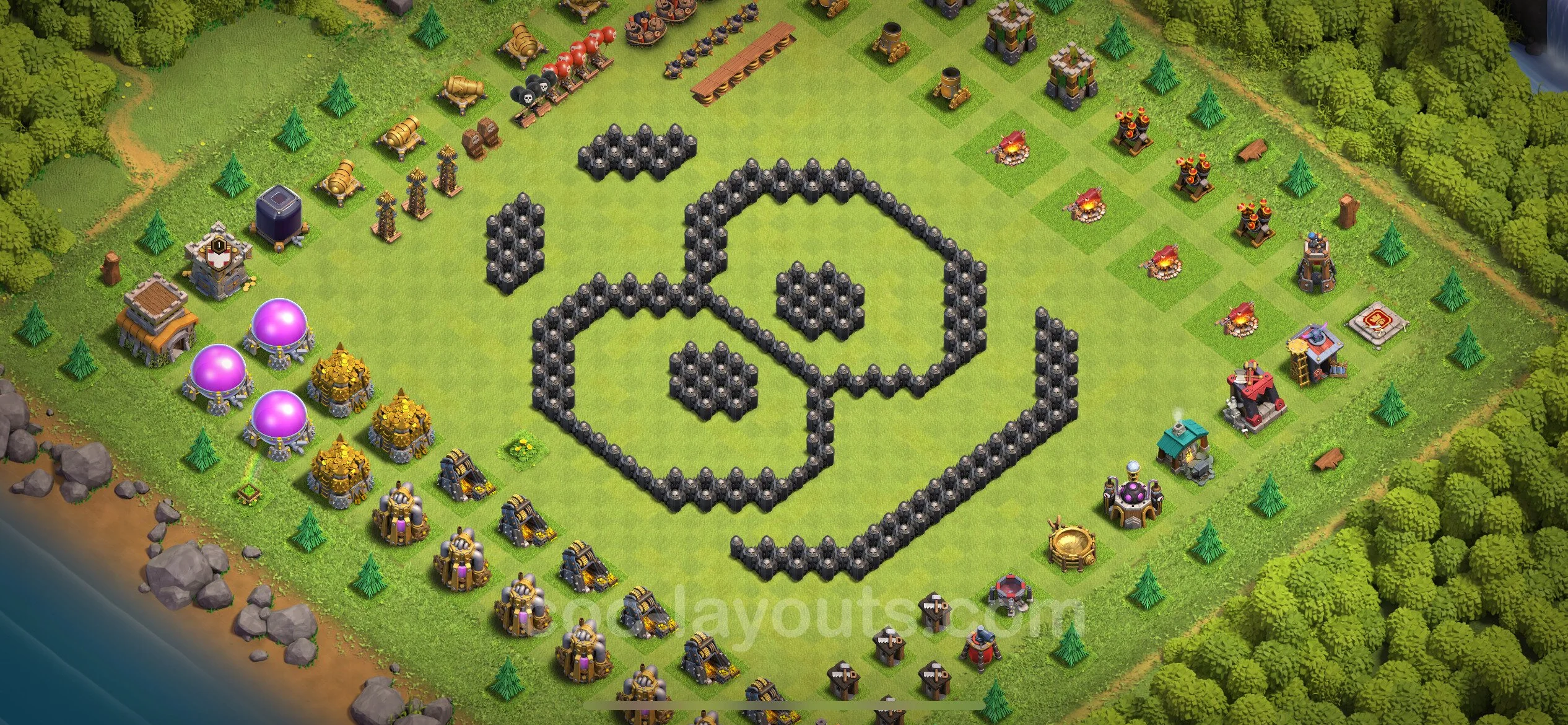 Top Troll Funny Base TH8 with Link - Funny Art Plan - Clash of Clans - (#27) — Spaß TH8