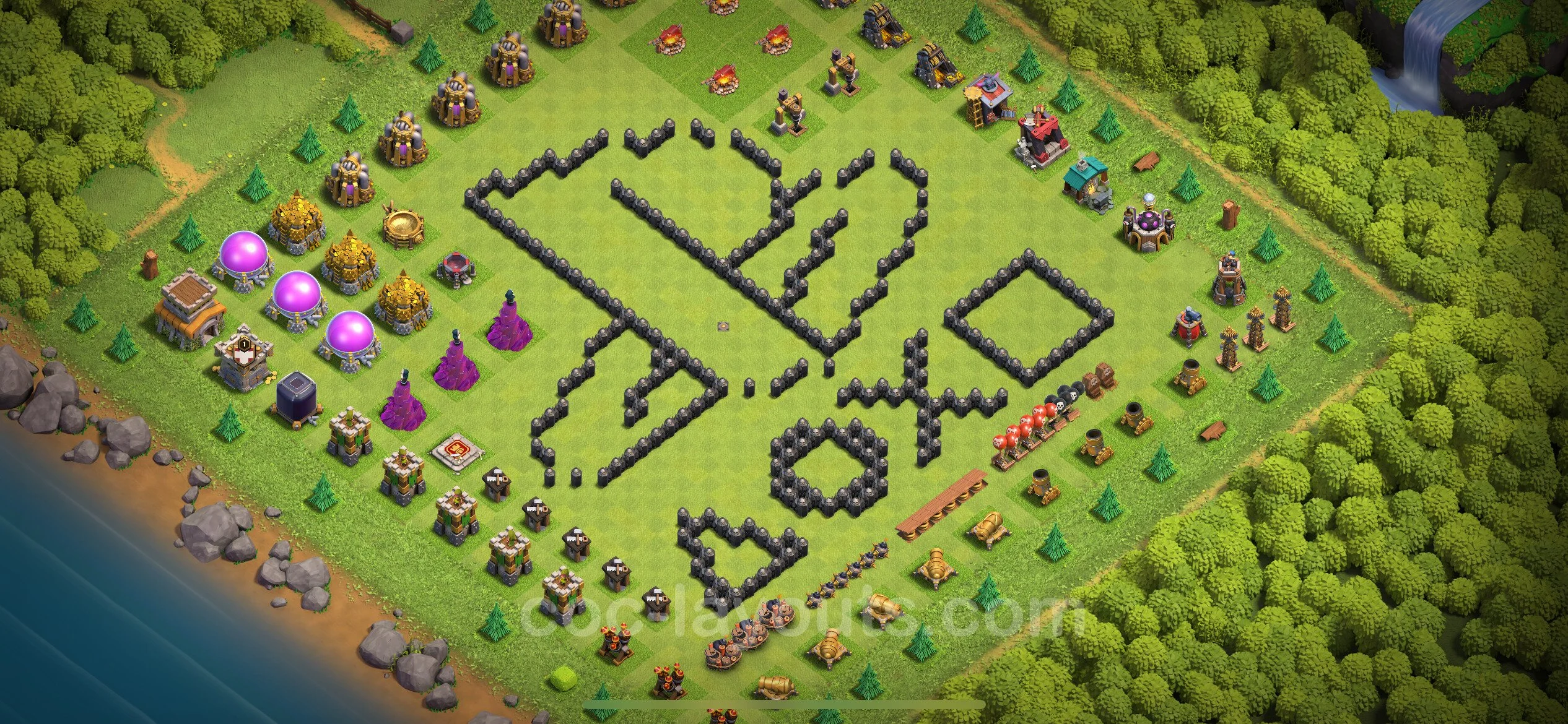 Top Troll Funny Base TH8 with Link - Funny Art Plan - Clash of Clans - (#29) — Plezier TH8
