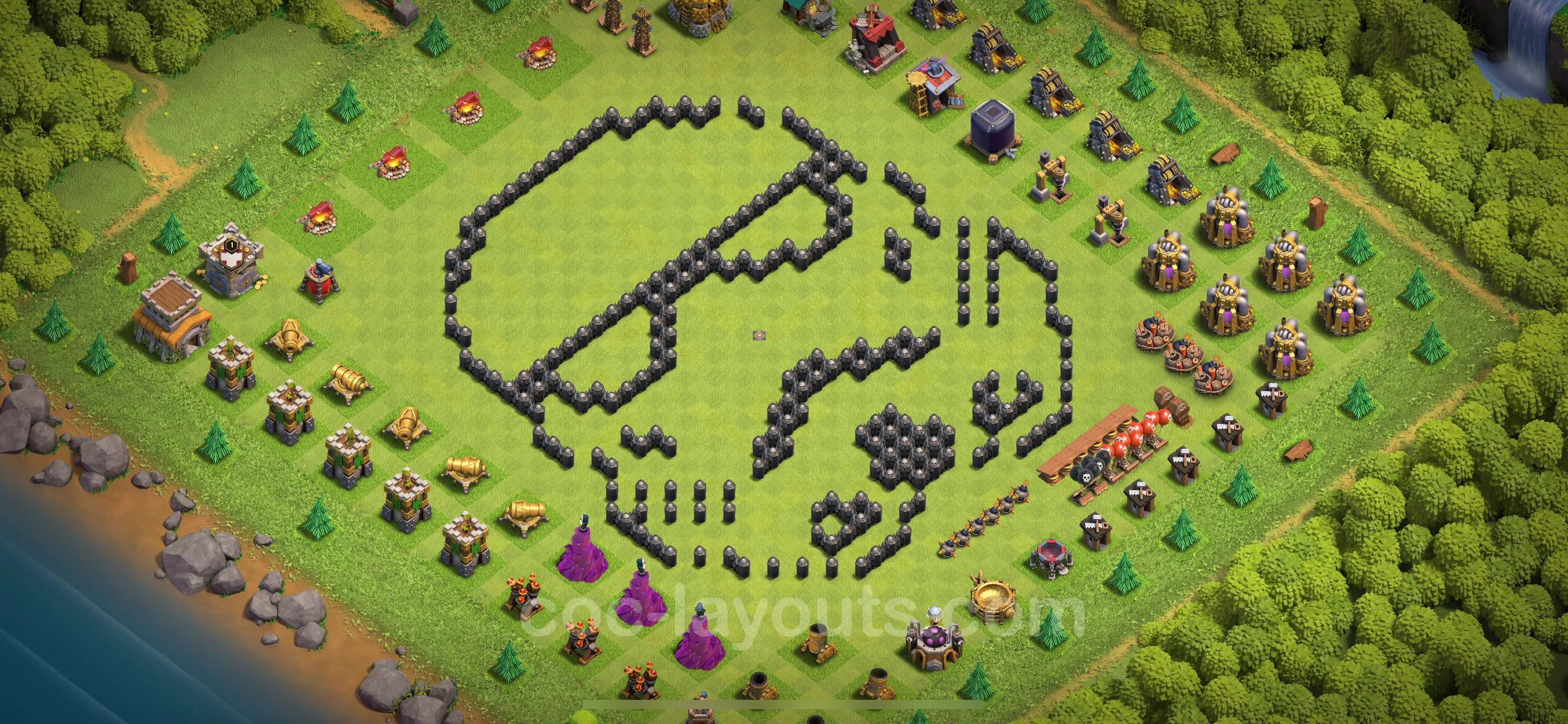Top Troll Funny Base TH8 with Link - Funny Art Plan - Clash of Clans - (#31) — Розваги TH8