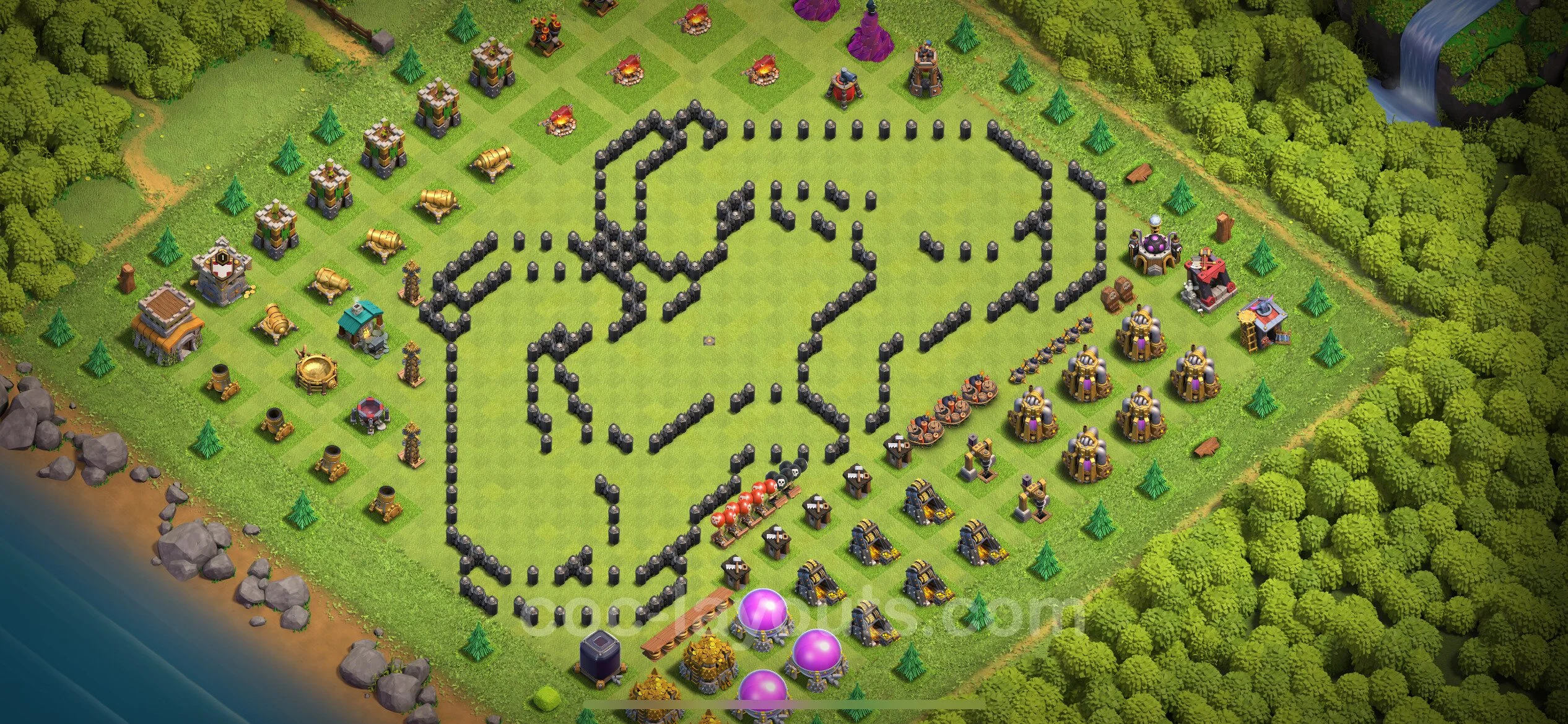 Top Troll Funny Base TH8 with Link - Funny Art Plan - Clash of Clans - (#32) — Plezier TH8