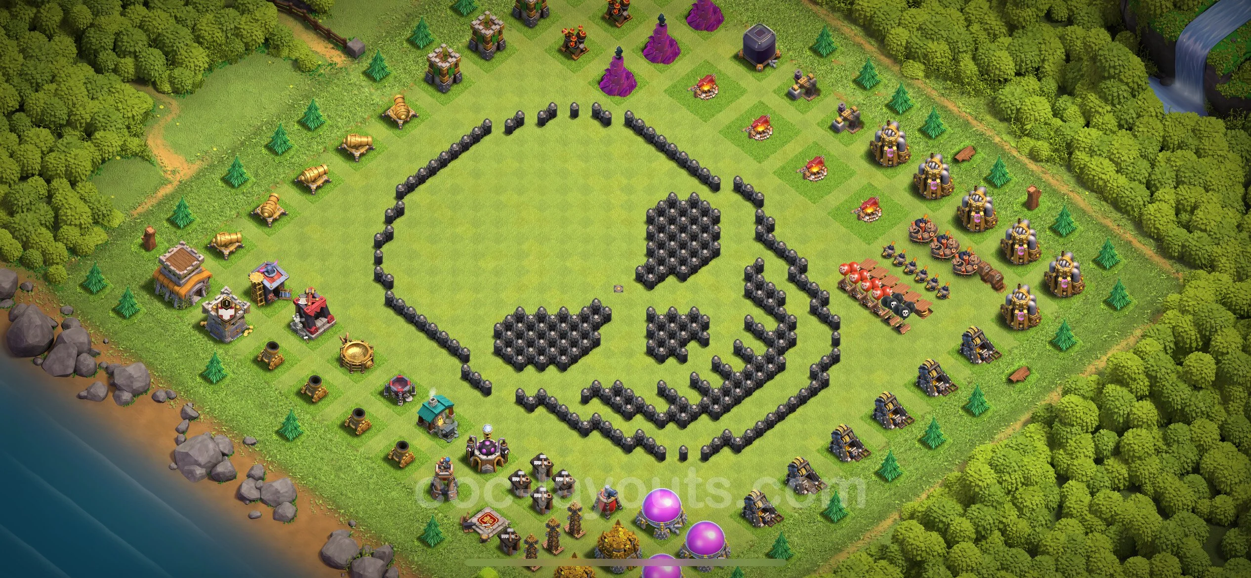 Top Troll Funny Base TH8 with Link - Funny Art Plan - Clash of Clans - (#35) — Diversão TH8