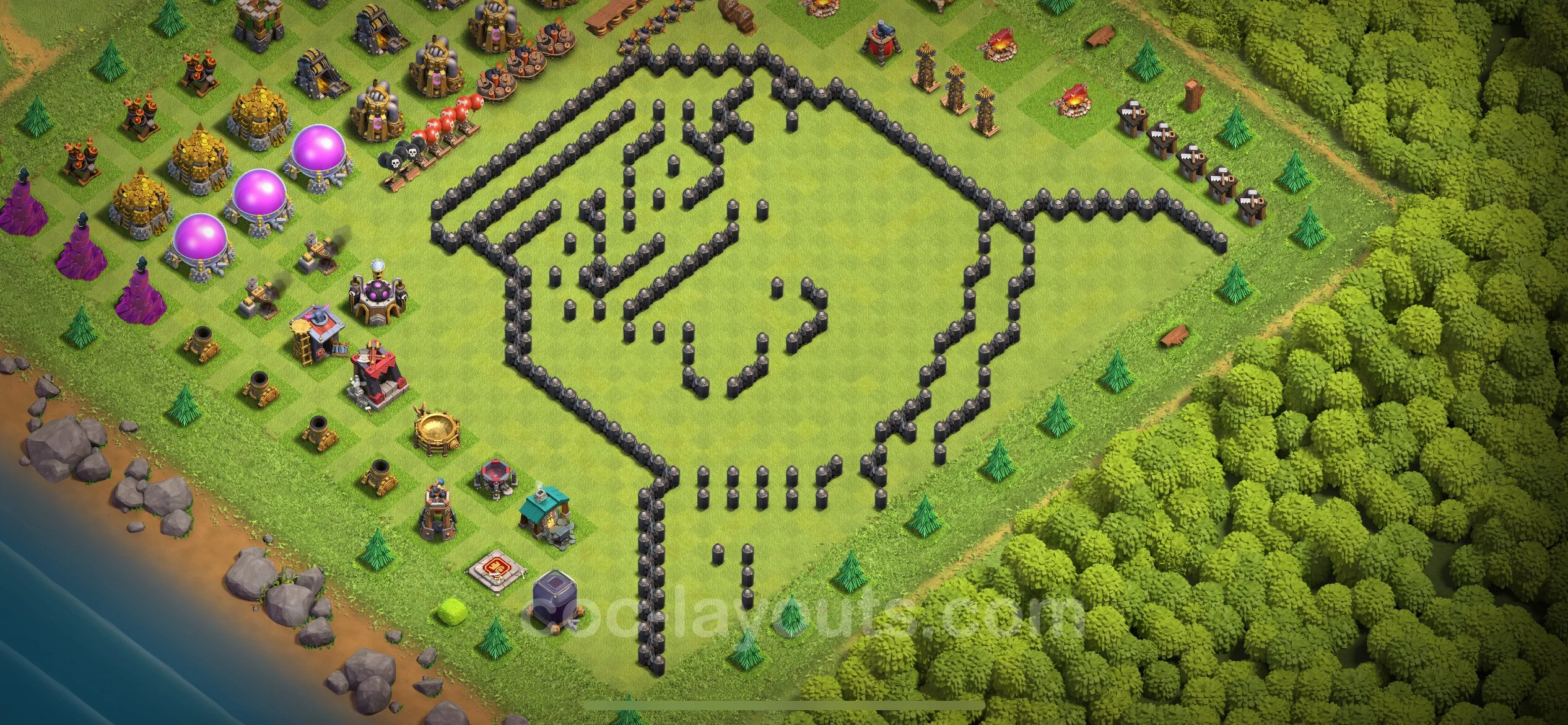 Top Troll Funny Base TH8 with Link - Funny Art Plan - Clash of Clans - (#36) — Zabawa TH8