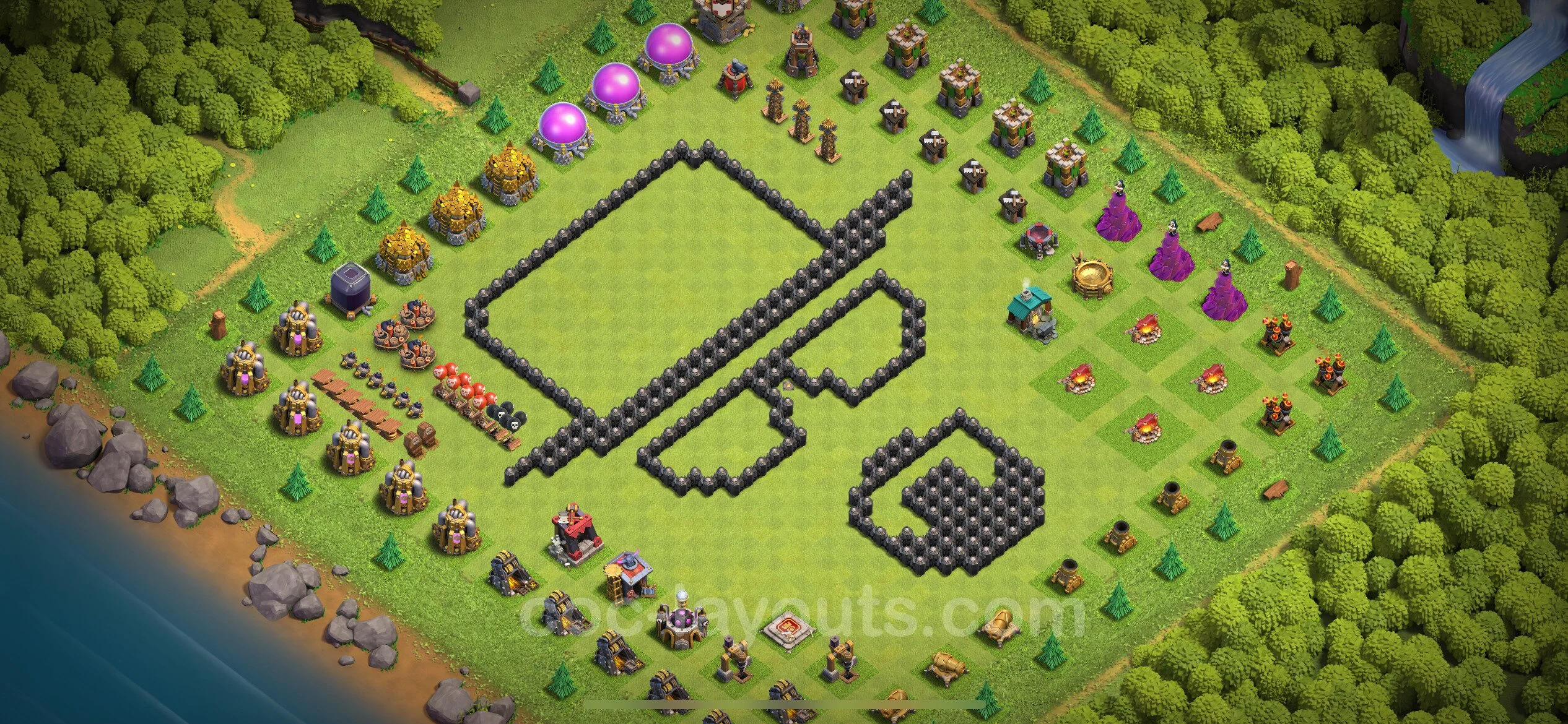 Top Troll Funny Base TH8 with Link - Funny Art Plan - Clash of Clans - (#38) — Fun TH8