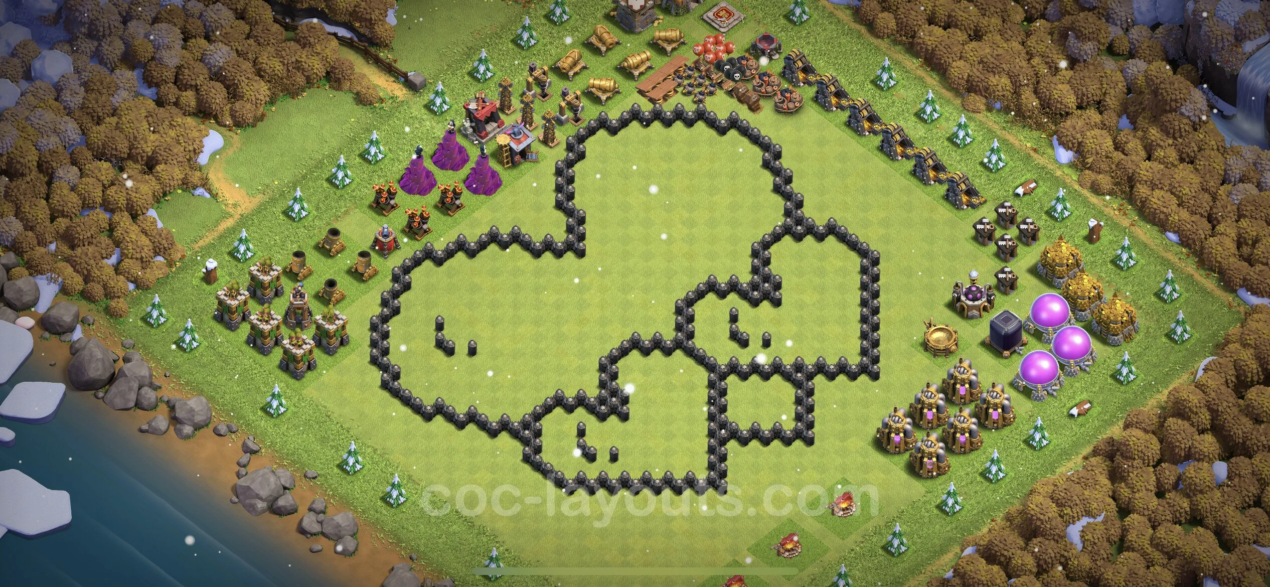 Top Troll Funny Base TH8 with Link - Funny Art Plan - Clash of Clans - (#4)