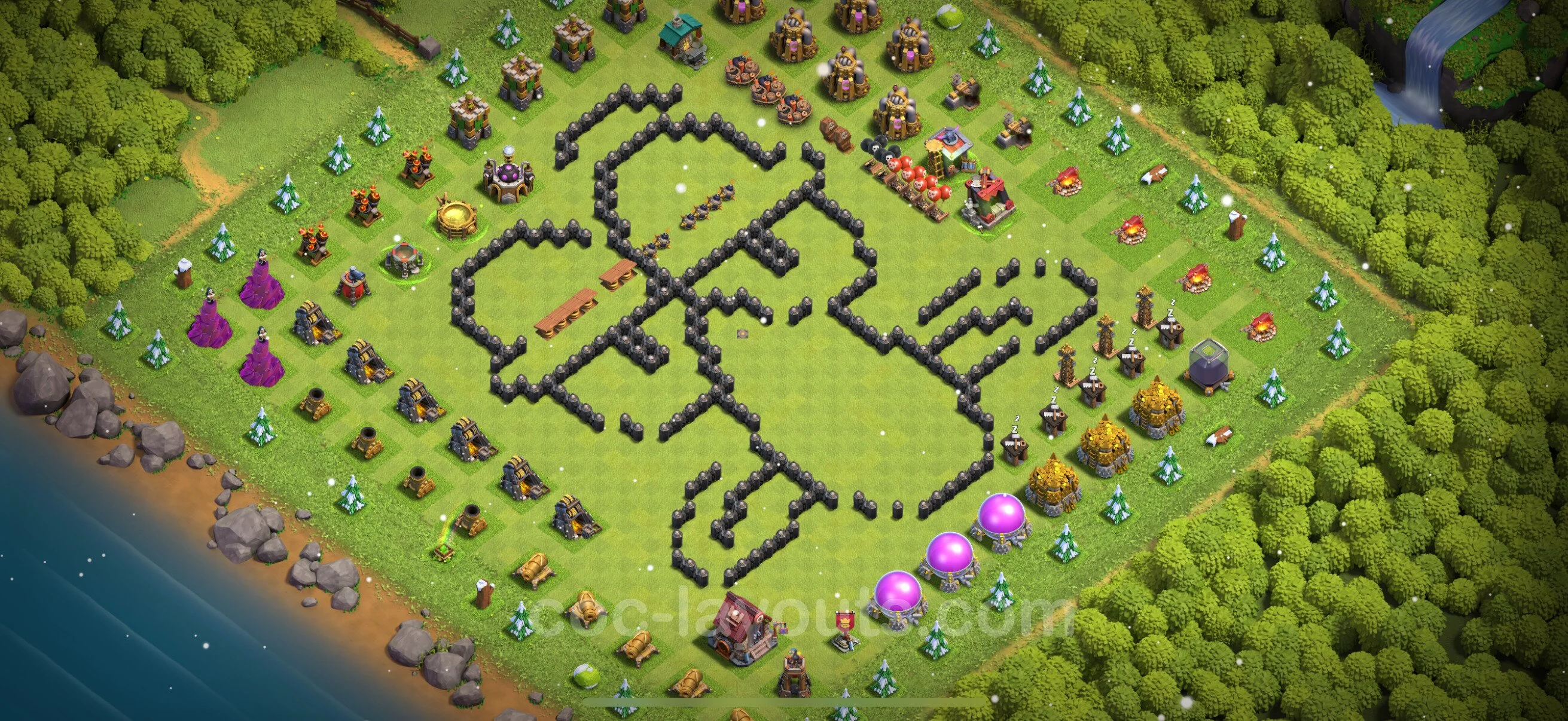 Top Troll Funny Base TH8 with Link - Funny Art Plan - Clash of Clans - (#41) — Plezier TH8