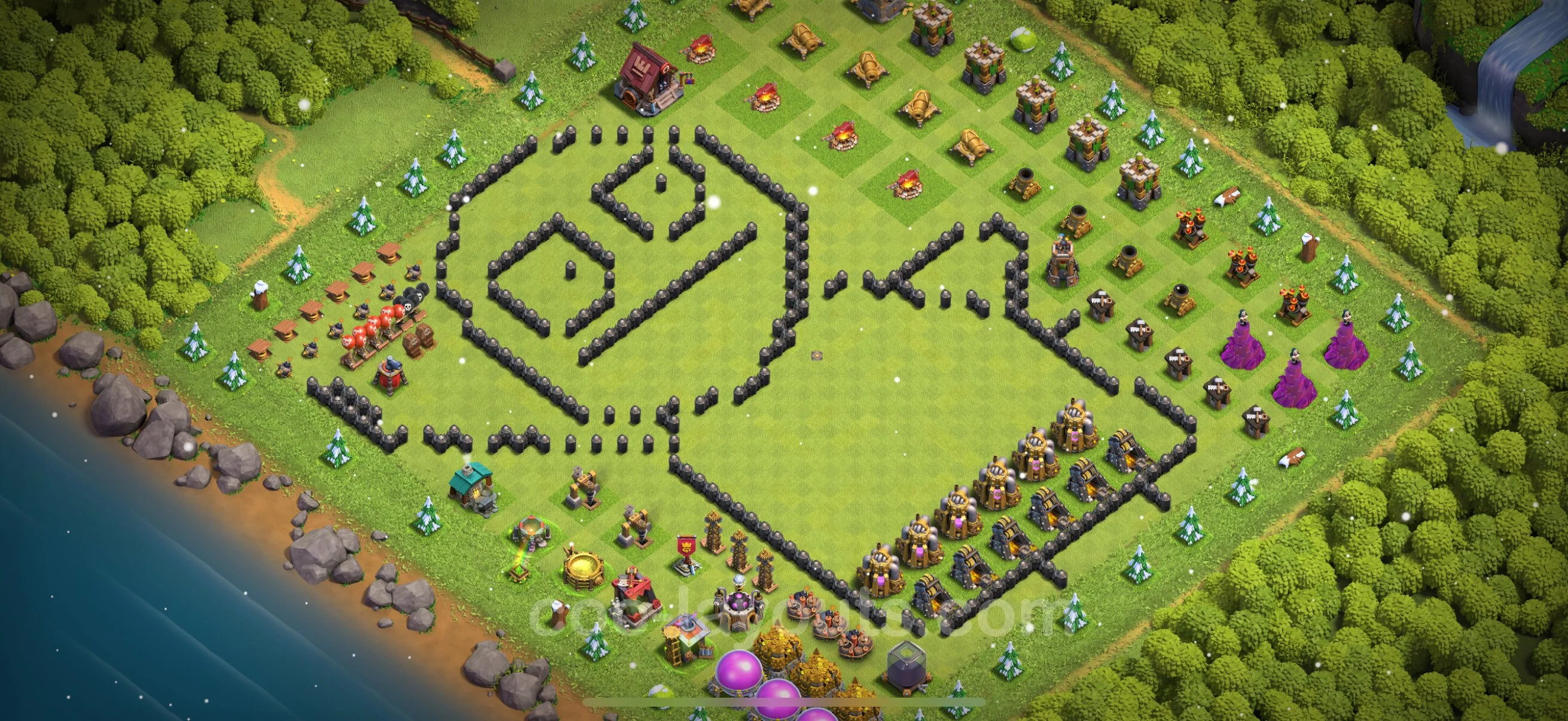 Top Troll Funny Base TH8 with Link - Funny Art Plan - Clash of Clans - (#43) — Fun TH8