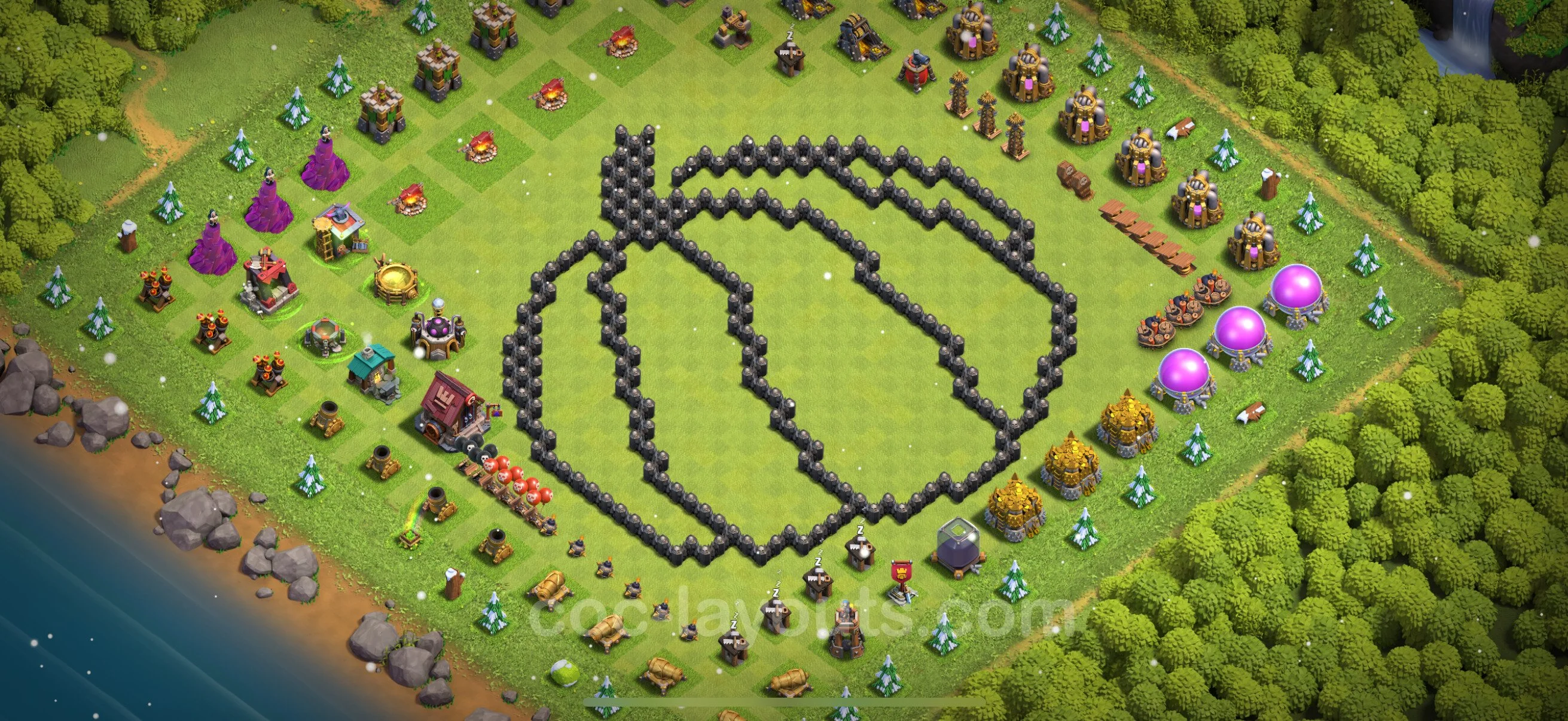 Top Troll Funny Base TH8 with Link - Funny Art Plan - Clash of Clans - (#46) — Divertente TH8