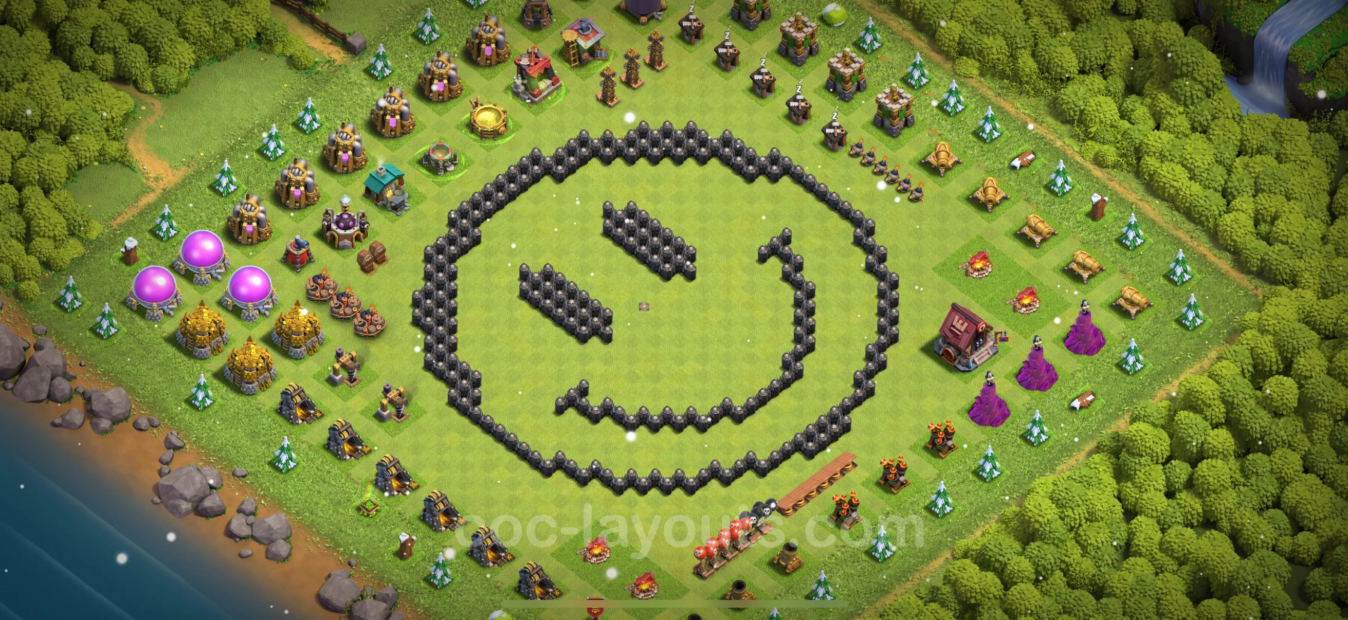 Top Troll Funny Base TH8 with Link - Funny Art Plan - Clash of Clans - (#47) — Zabawa TH8
