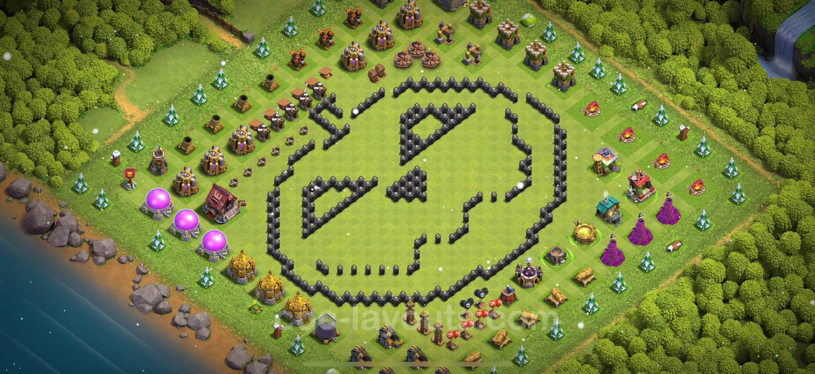 Top Troll Funny Base TH8 with Link - Funny Art Plan - Clash of Clans - (#48) — Spaß TH8