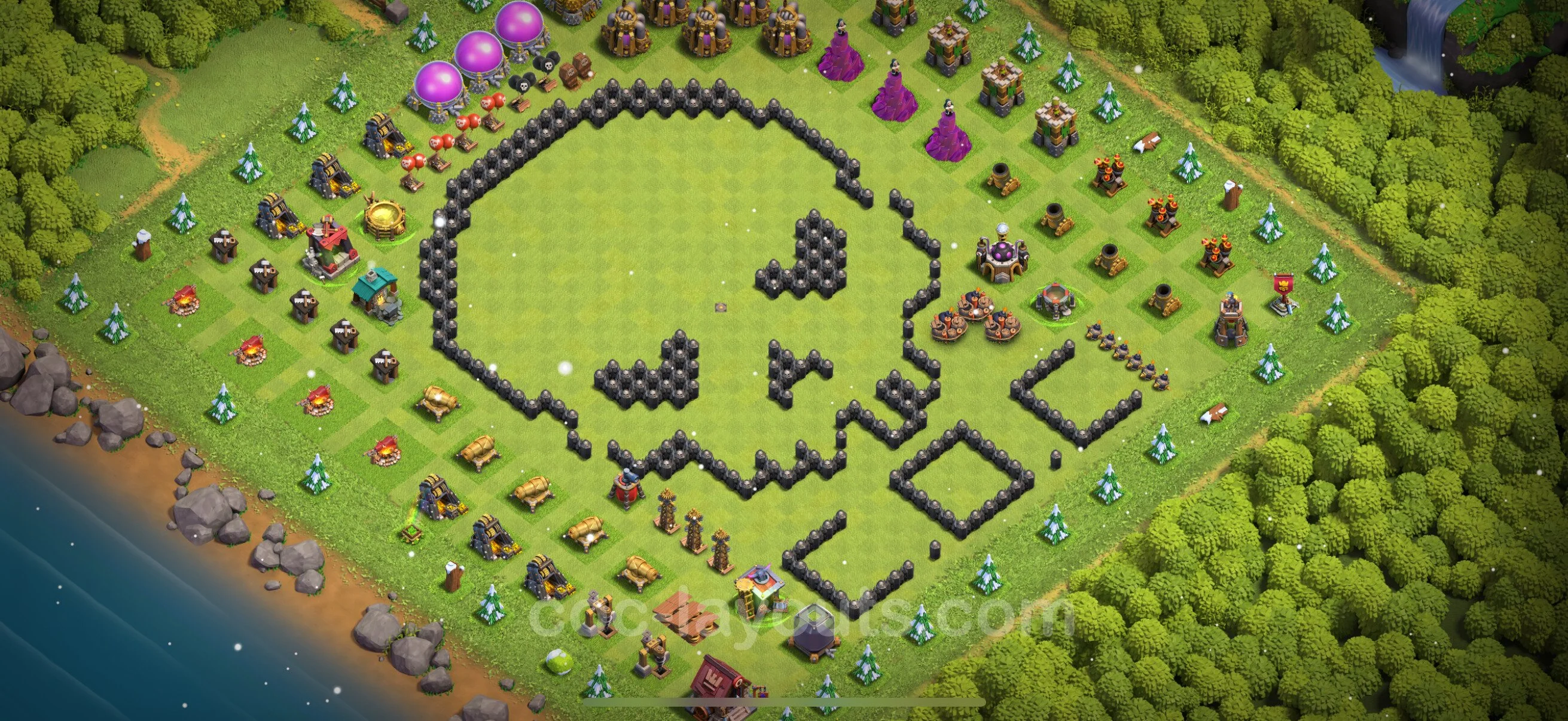 Top Troll Funny Base TH8 with Link - Funny Art Plan - Clash of Clans - (#50) — Spaß TH8