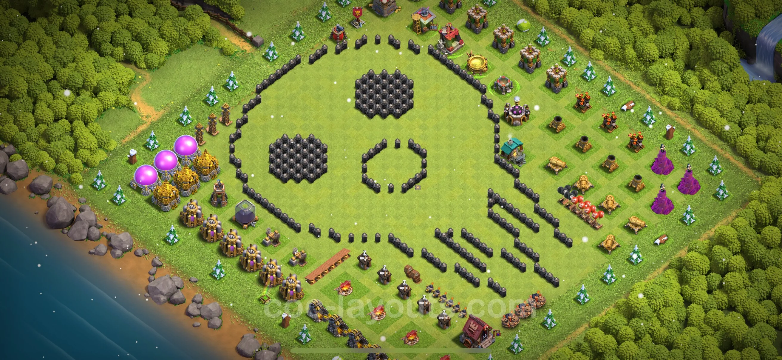 Top Troll Funny Base TH8 with Link - Funny Art Plan - Clash of Clans - (#51) — Fun TH8