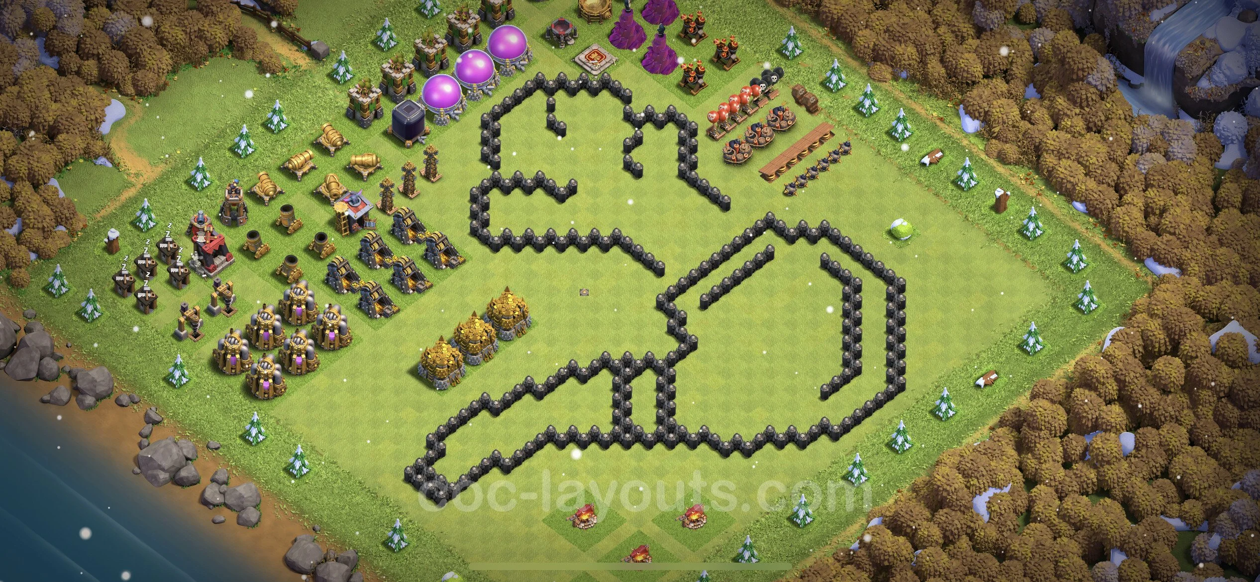 Top Troll Funny Base TH8 with Link - Funny Art Plan - Clash of Clans - (#6)