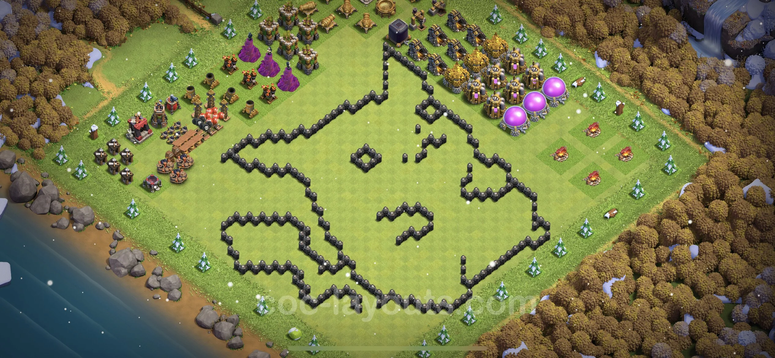 Top Troll Funny Base TH8 with Link - Funny Art Plan - Clash of Clans - (#8) — Fun TH8