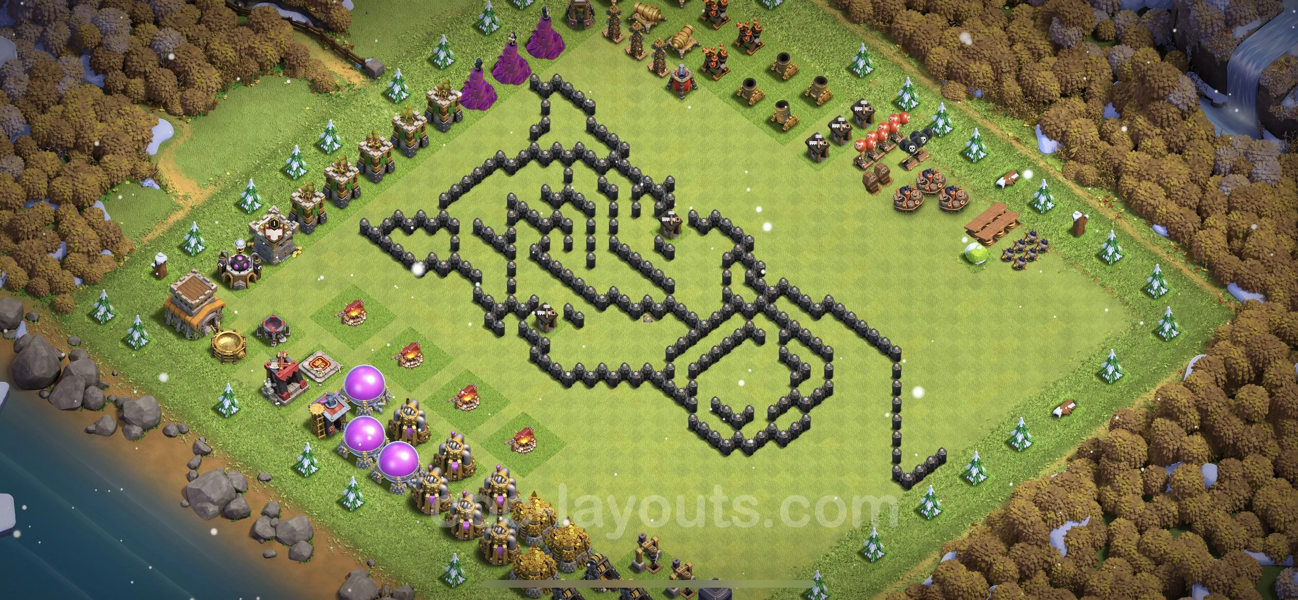 Top Troll Funny Base TH8 with Link - Funny Art Plan - Clash of Clans - (#9) — Divertente TH8