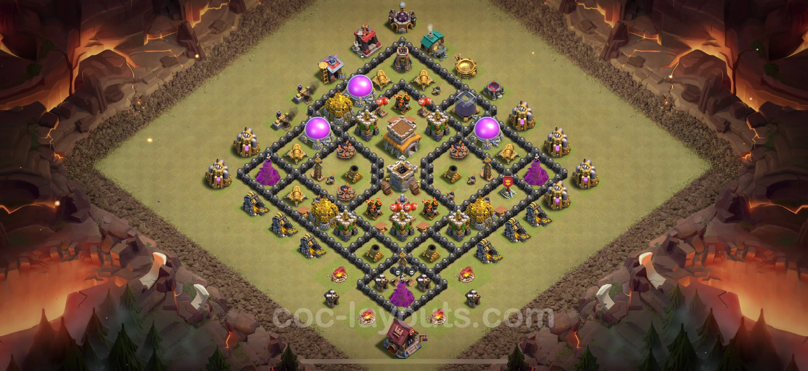 Top War Base TH8 with Link, Hybrid - Max Levels CWL Plan - Clash of Clans - (#103) — Savaş BH8