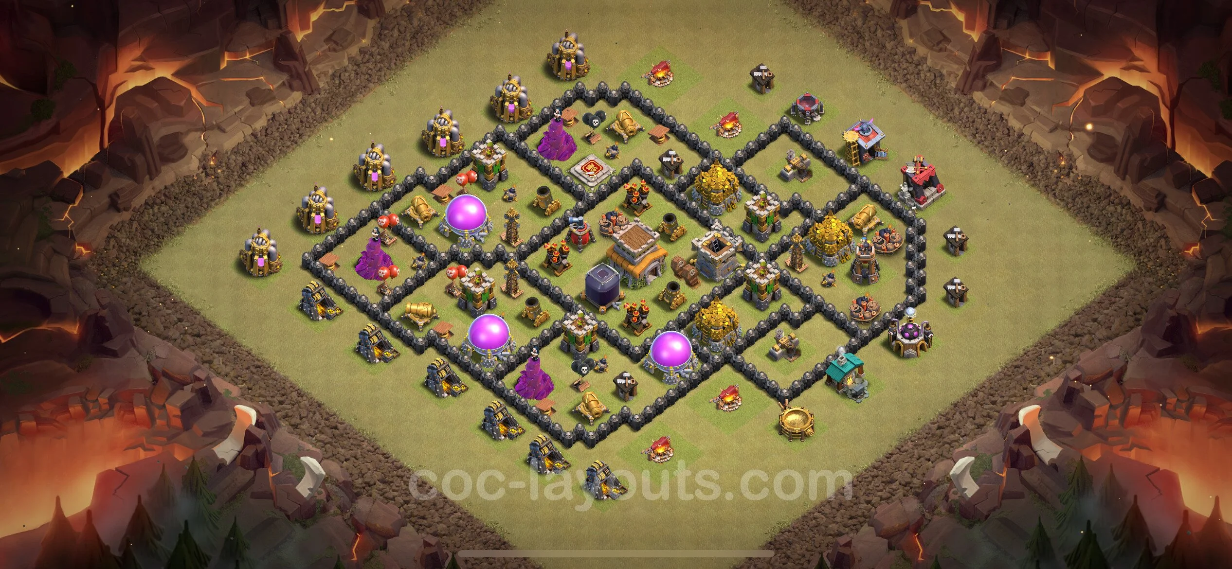 Top War Base TH8 with Link, Hybrid - Max Levels CWL Plan - Clash of Clans - (#104) — Guerre BH8
