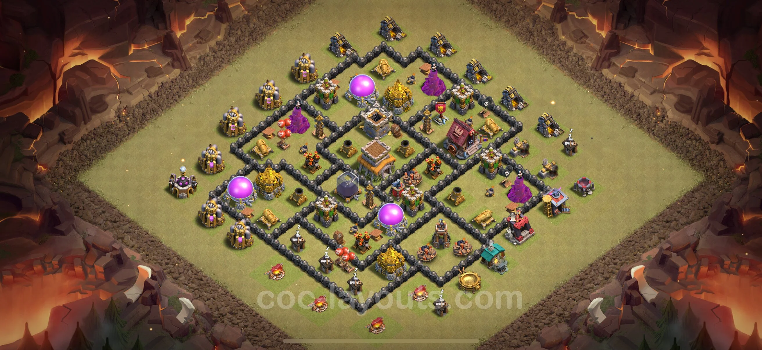Top War Base TH8 with Link, Hybrid - Anti 2 Stars CWL Plan - Clash of Clans - (#106) — Guerre BH8