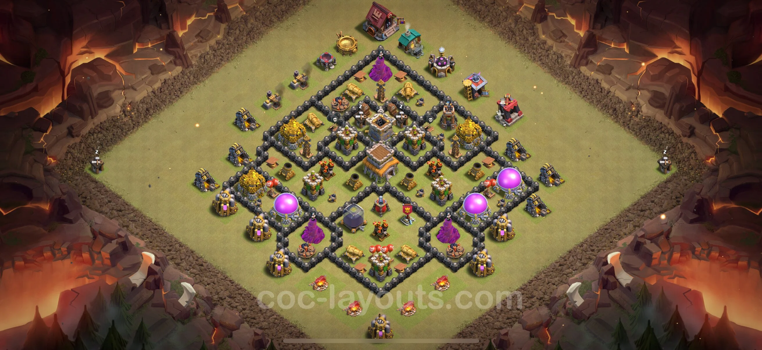 Top War Base TH8 with Link, Hybrid - Anti 2 Stars CWL Plan - Clash of Clans - (#111) — ウォー BH8
