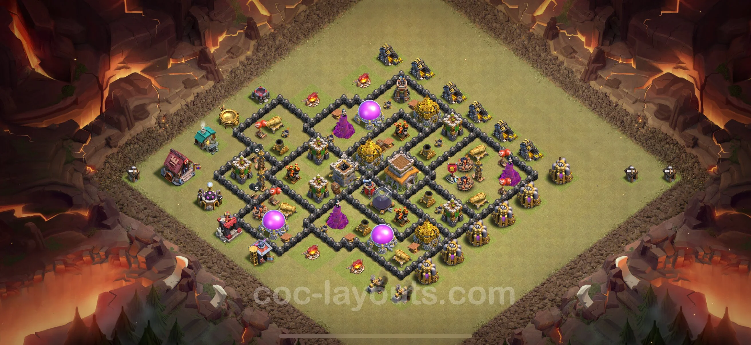 Top War Base TH8 with Link, Anti Air / Dragon, Hybrid - CWL Defence Plan - Clash of Clans - (#131) — Guerra BH8