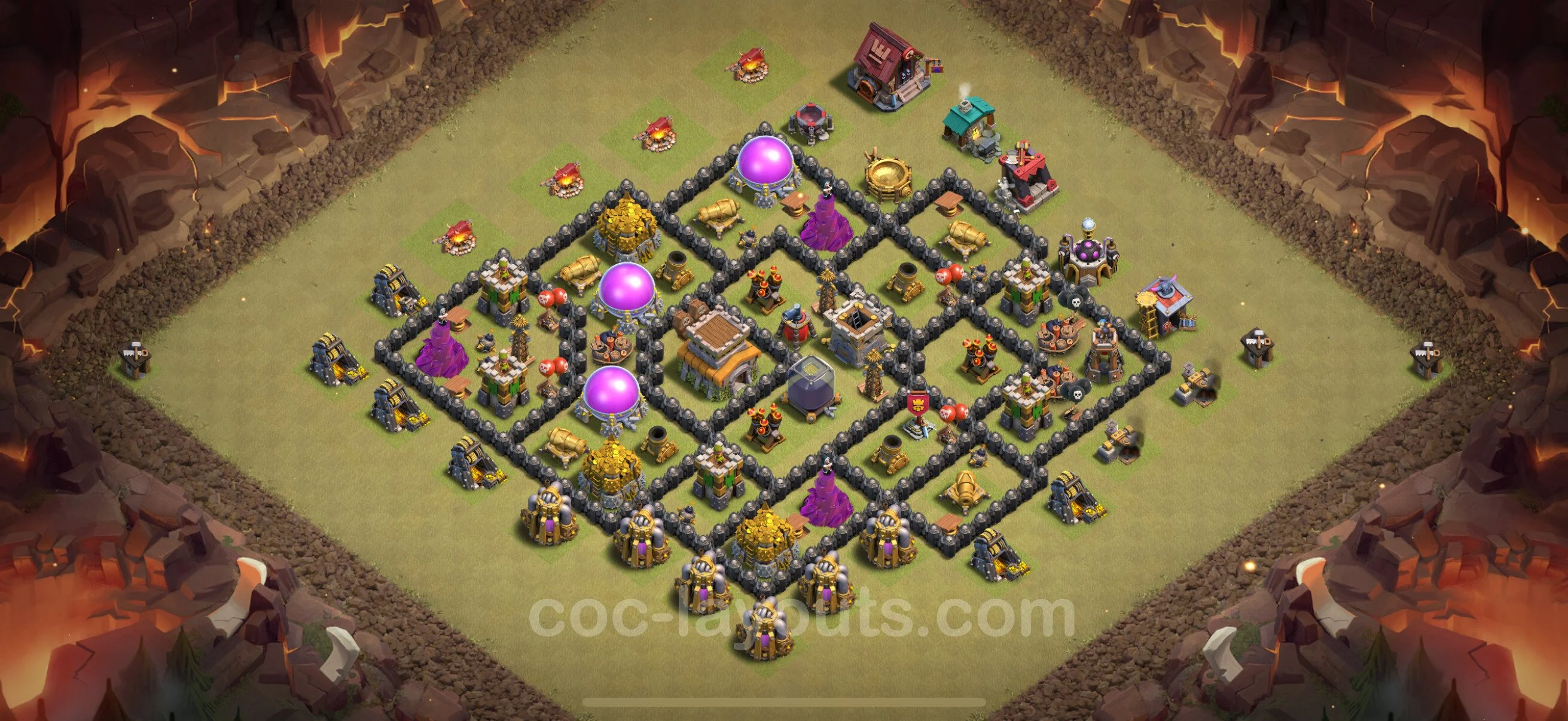 Top War Base TH8 with Link, Hybrid - Max Levels CWL Plan - Clash of Clans - (#132) — Krieg BH8